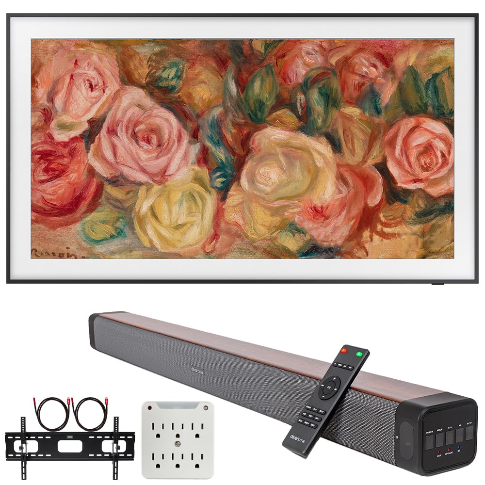 Samsung Qn75Ls03Da 75 Inch The Frame Qled 4K Smart Tv (2024) Bundle With Premium Deco Gear 60W 2.0 Ch Soundbar + Deco Mount 37''