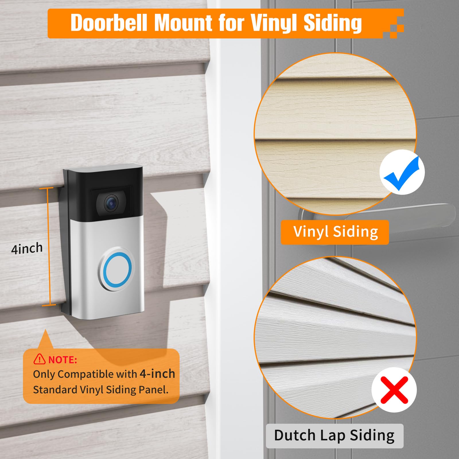 Sibada Vinyl Siding Angle Adjustment Doorbell Mount For Video Doorbell(2020 Release)/1/2/3/4/ Wired/Pro/Pro 2, Blink Doorbell Co