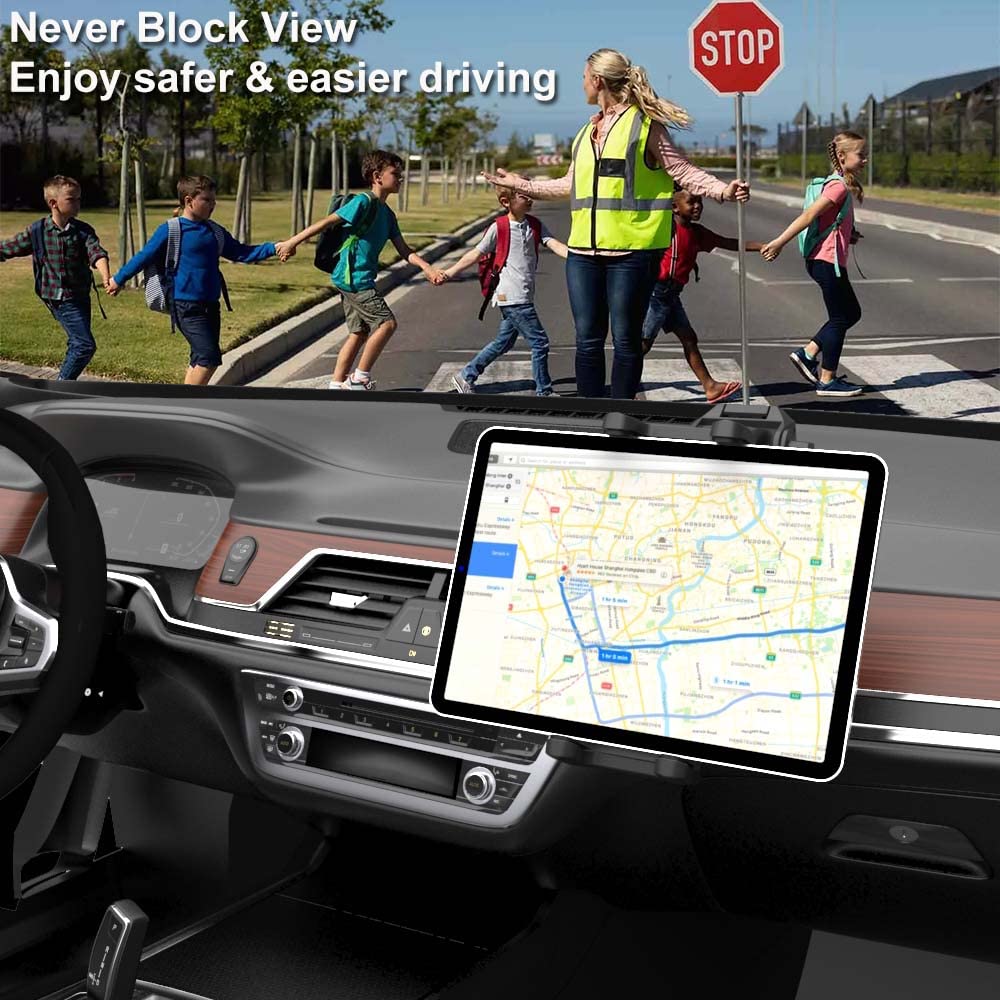 Cuxwill Tablet Mount Car Dashboard Holder For 4 13'' Ipad Phone, Truck Dash Holder With Strong Suction Cup For For Ipad Pro 12.9