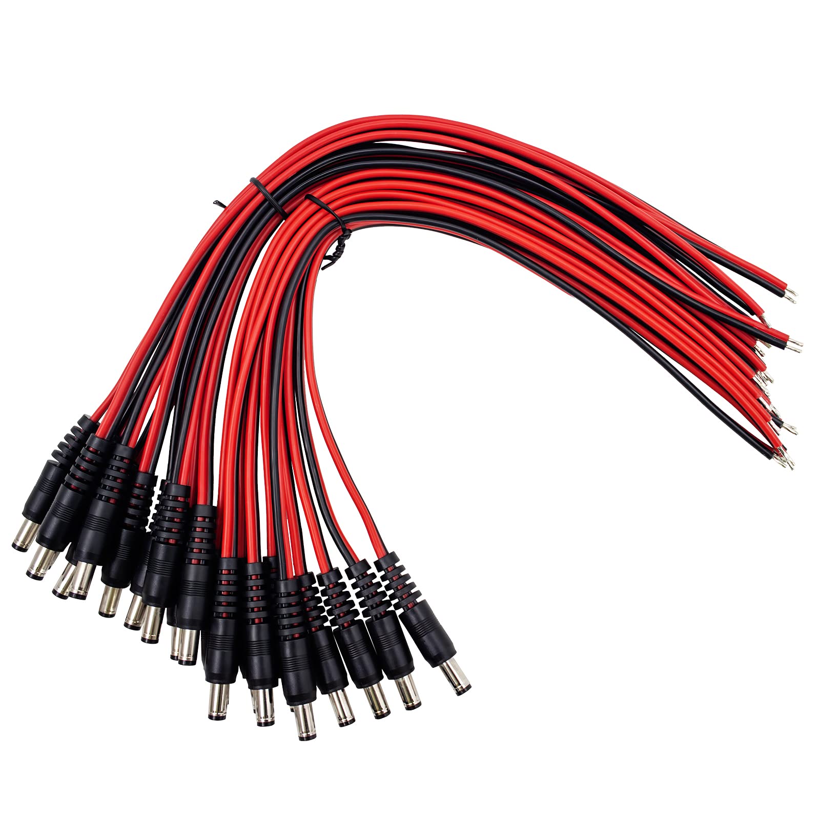 Centropower 20 Pack 5A Dc Power Cable With Male Connectors, 2.1Mm X 5.5Mm, Pigtail Adapter For Cctv Security Camera, 12V Dc Plug