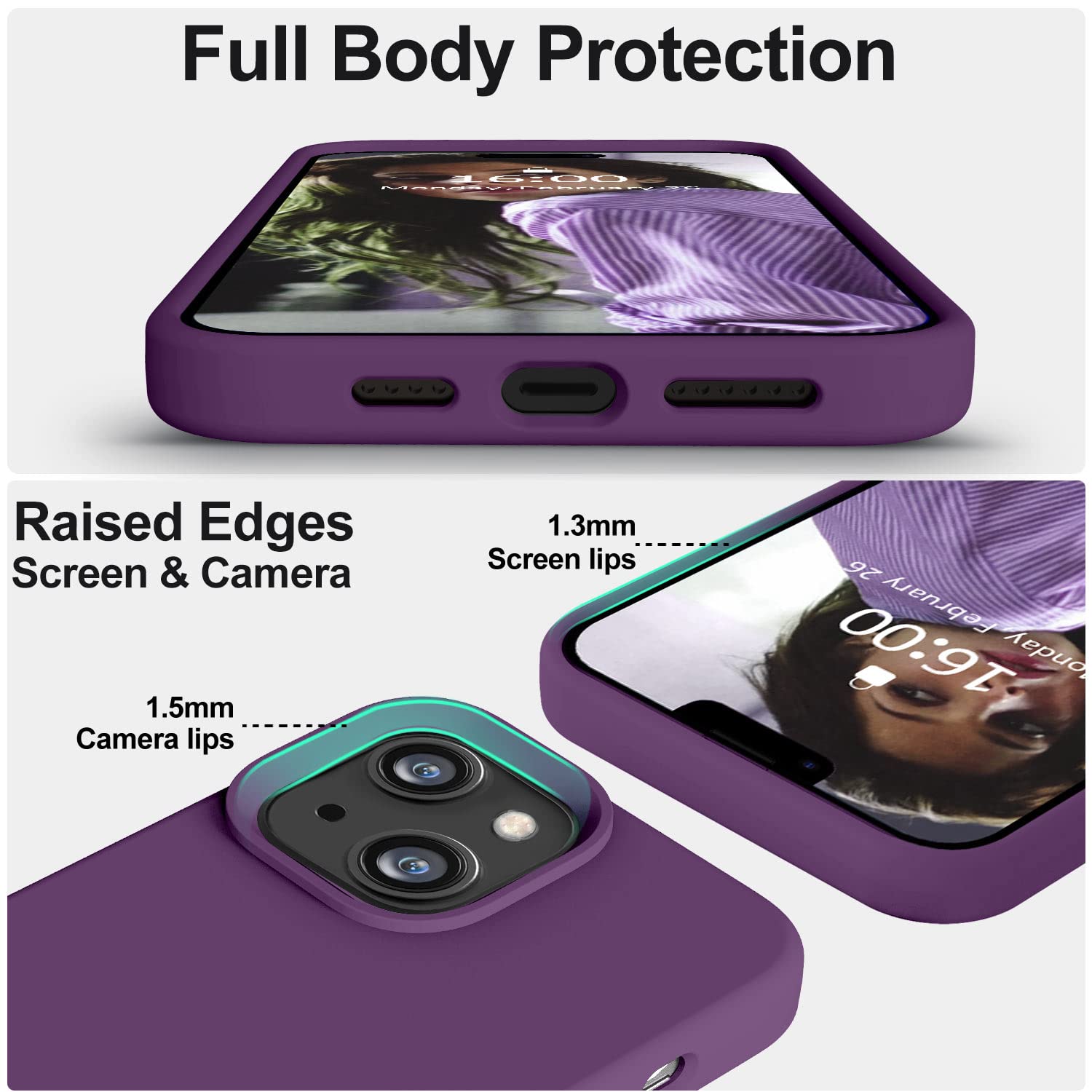 Vooii Compatible With Iphone 14 Case,[Premium Liquid Silicone Full Body Protective] [Soft Microfiber Lining] Anti Scratch Shockp