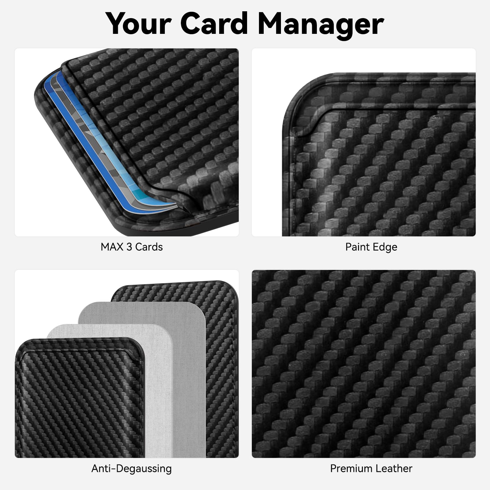 Amzone Magnetic Cell Phone Card Holder For Phone Case With Mag Safe, Stronger Magnetic Rfid Leather Phone Wallet Stick On Series