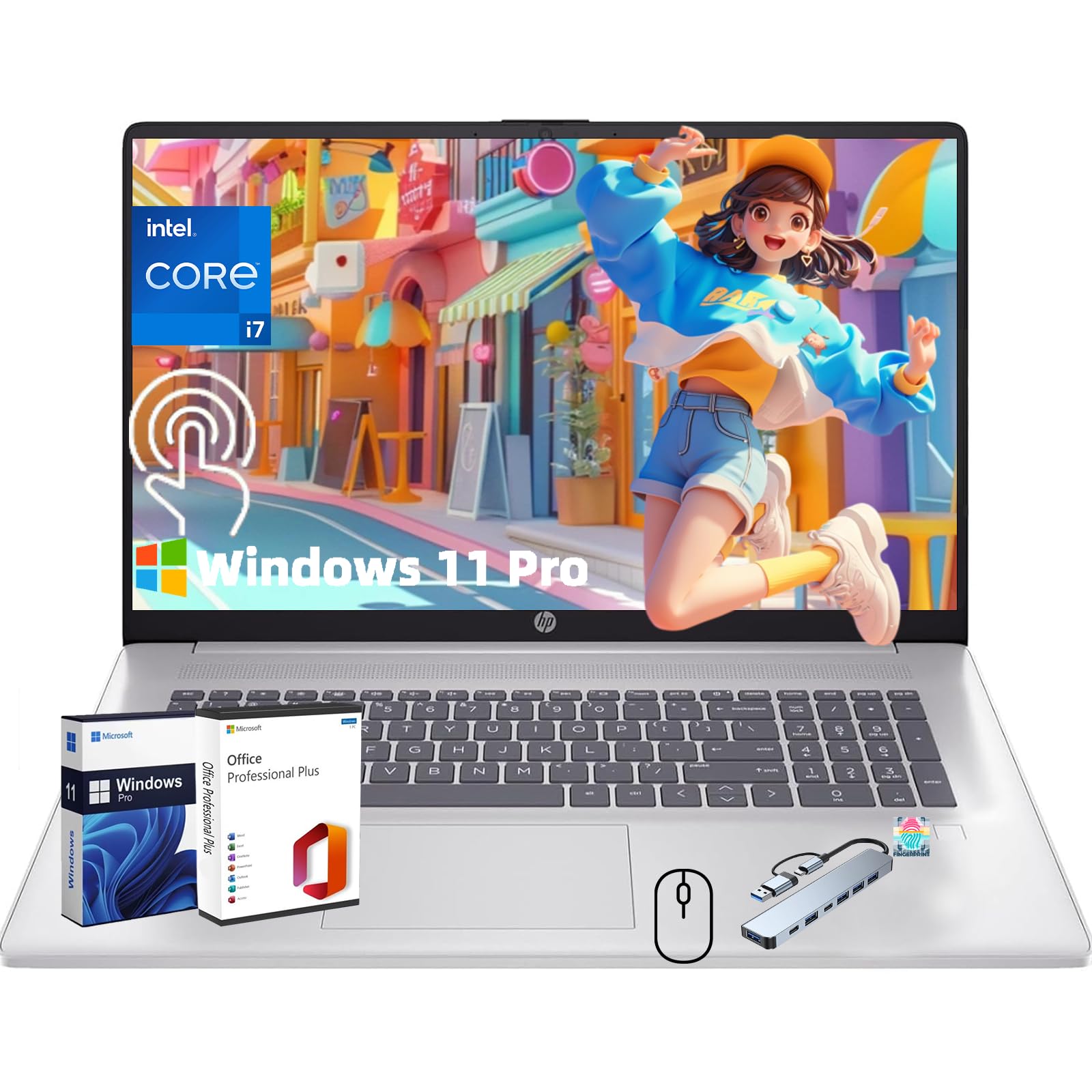 Hp Premium Touchscreen Business Laptop - 17.3'' Fhd+, 13Th Gen Intel I7-1355U, 32Gb Ram, 2Tb Pcie Ssd, Webcam, Fingerprint Reade