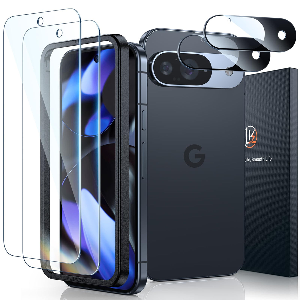 Lk 2 Pack For Google Pixel 9 Screen Protector With 2 Pack Camera Lens Protector, Hd Ultra Thin, 9H Hardness Tempered Glass Scree