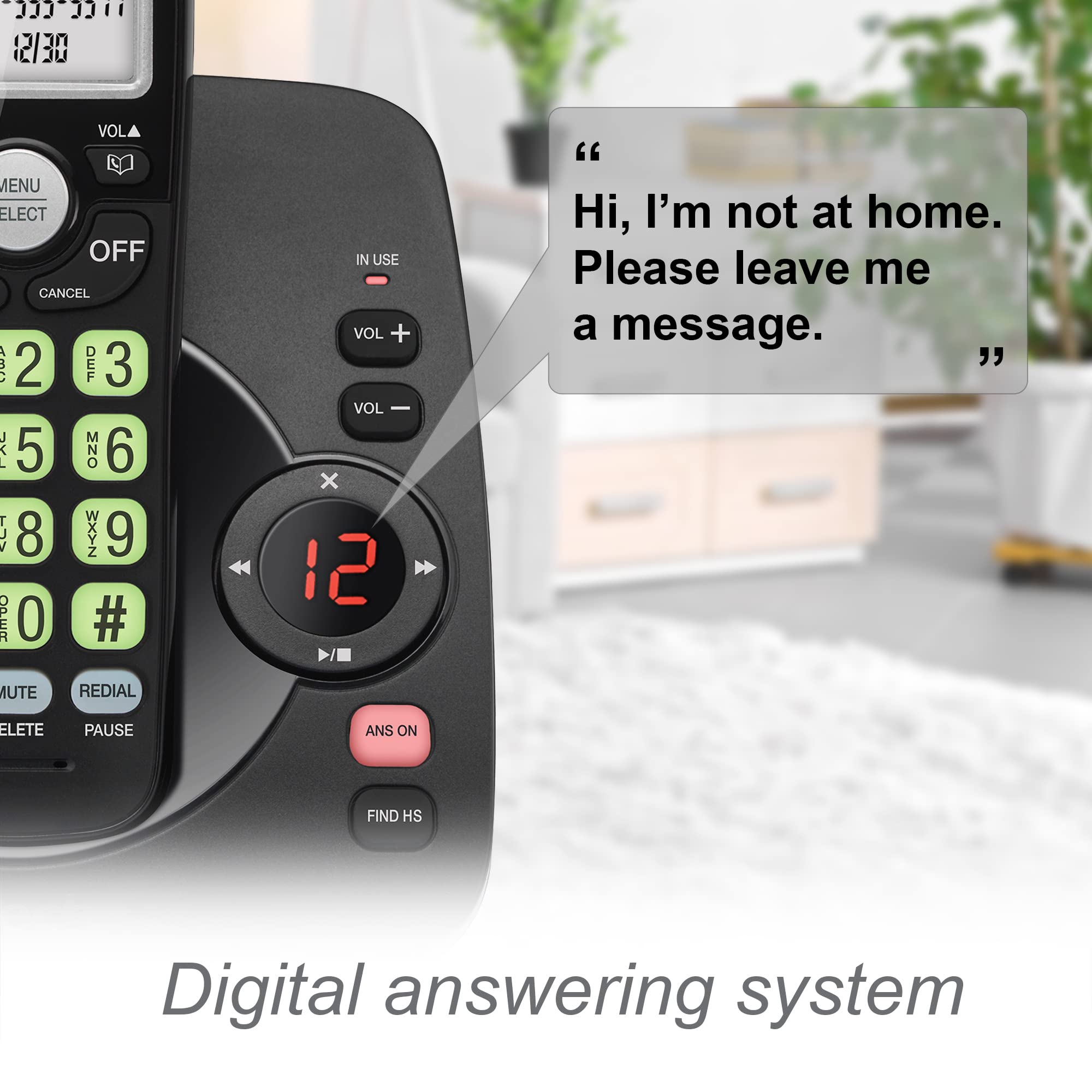 Vtech Dect 6.0 Cordless Phone With Answering Machine, Blue White Display, Backlit Buttons, Full Duplex Speaker, Caller Id/Call W