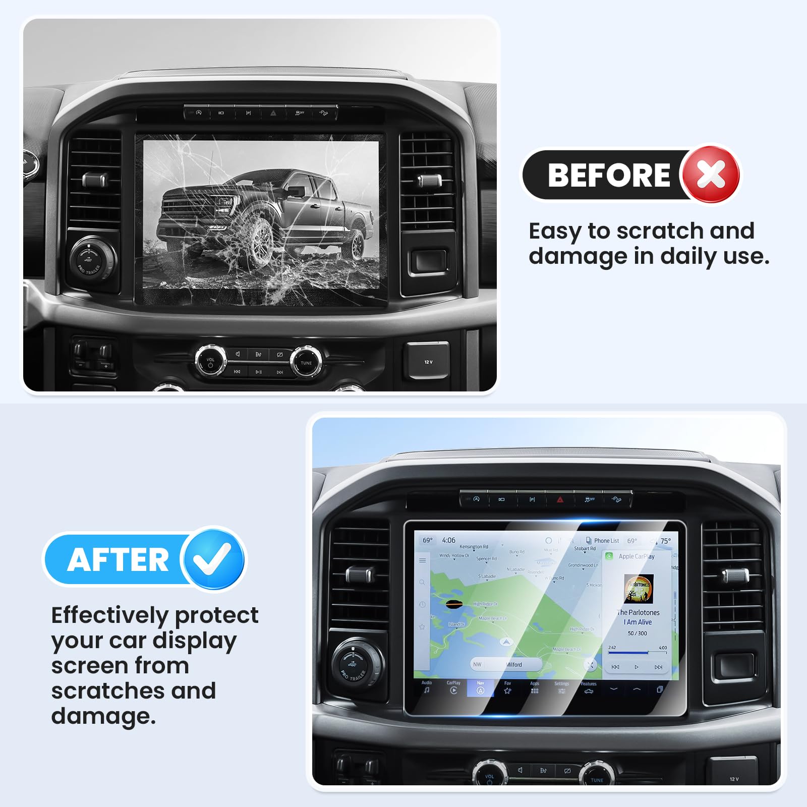 Canvcle Screen Protector For Ford F 150 2021 2024 2025/F150 Lightning 2022 2024 2025, 12 Inch Touch Screen Protector Tempered Gl