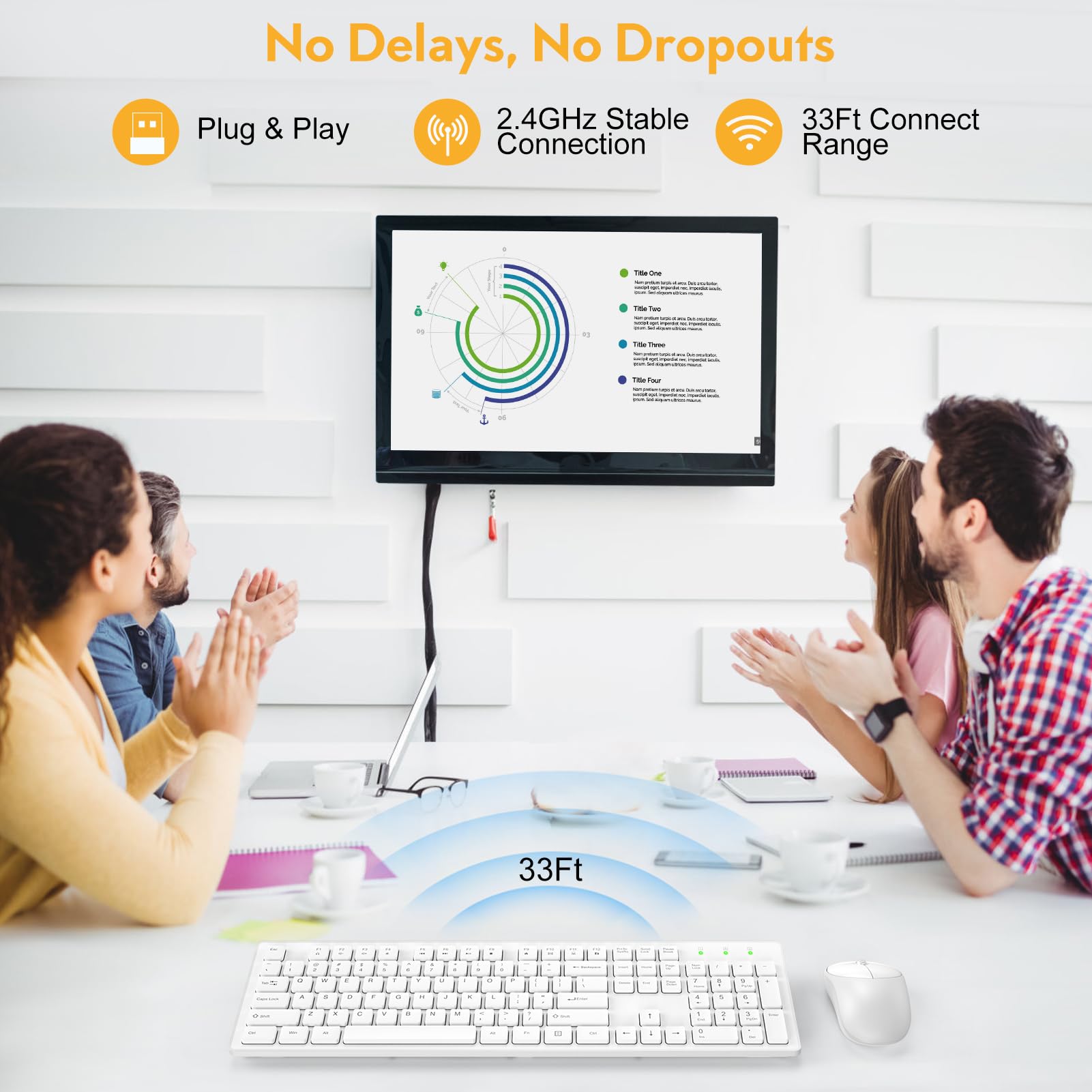 Wireless Keyboard And Mouse, Trueque Silent 2.4Ghz Cordless Full Size Usb Mouse Combo, Long Battery Life, Lag Free For Computer, Laptop, Pc, Windows, Mac, Chrome Os (White)