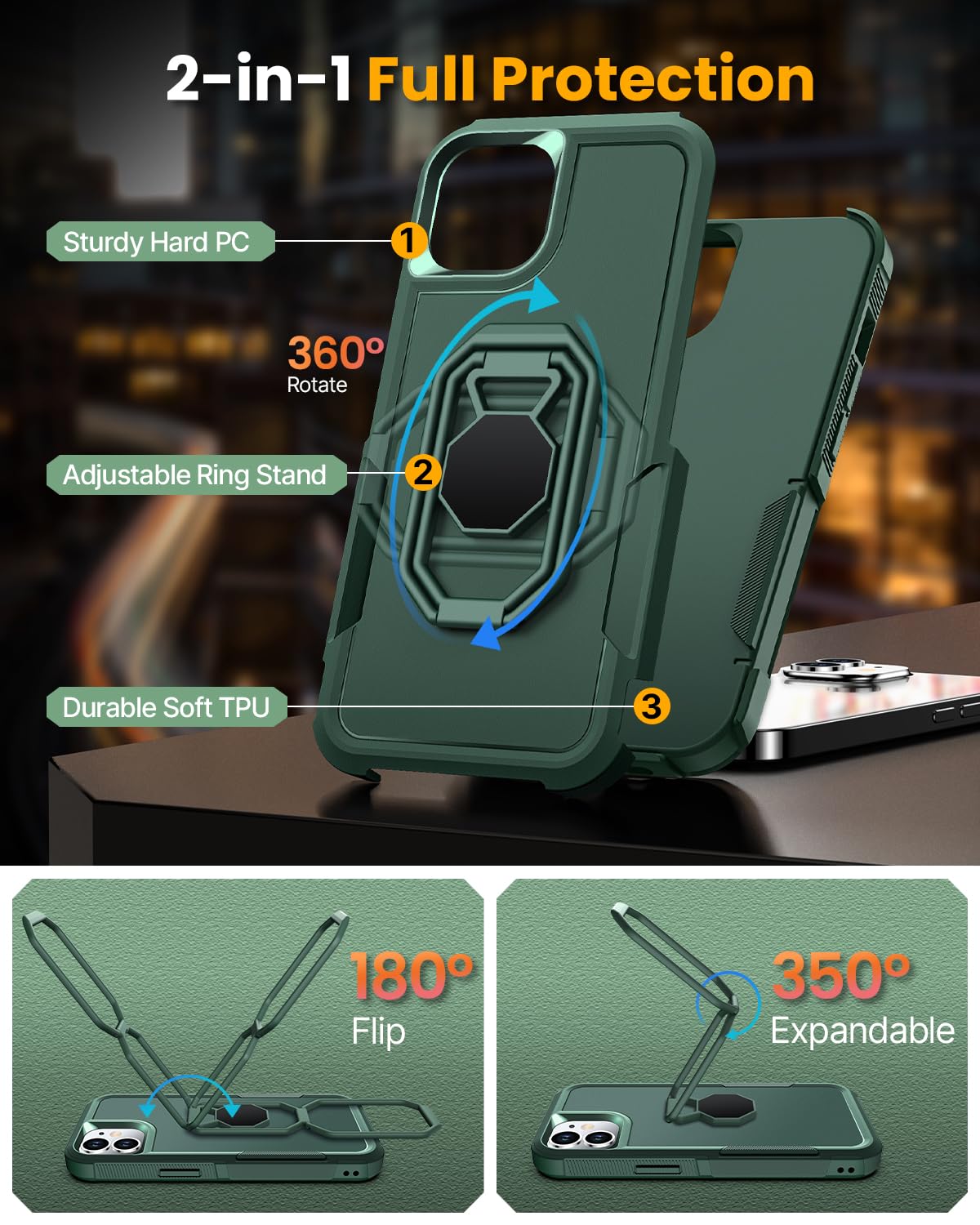 Shields Up For Iphone 11 Case With Stand (Two-Way Stand), 11 Phone Case With Double Ring Holder, Heavy Duty Shockproof Cover For