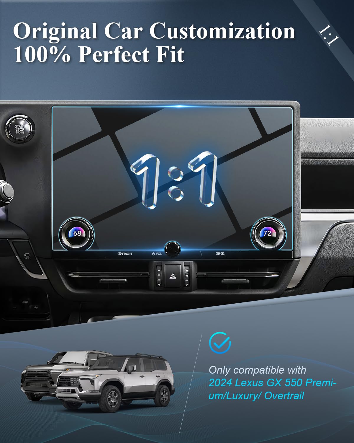 Bibibo For 2024 2025 Lexus Gx 550 Accessories Screen Protector 2024 2025 Lexus Gx 550 Premium/Luxury/ Overtrail 14' Display, 2024 2025 Lexus Gx 550 Tempered Glass Screen Protector [Anti Glare& Scratch Ultra Clear] 2024 Lexus Gx 550
