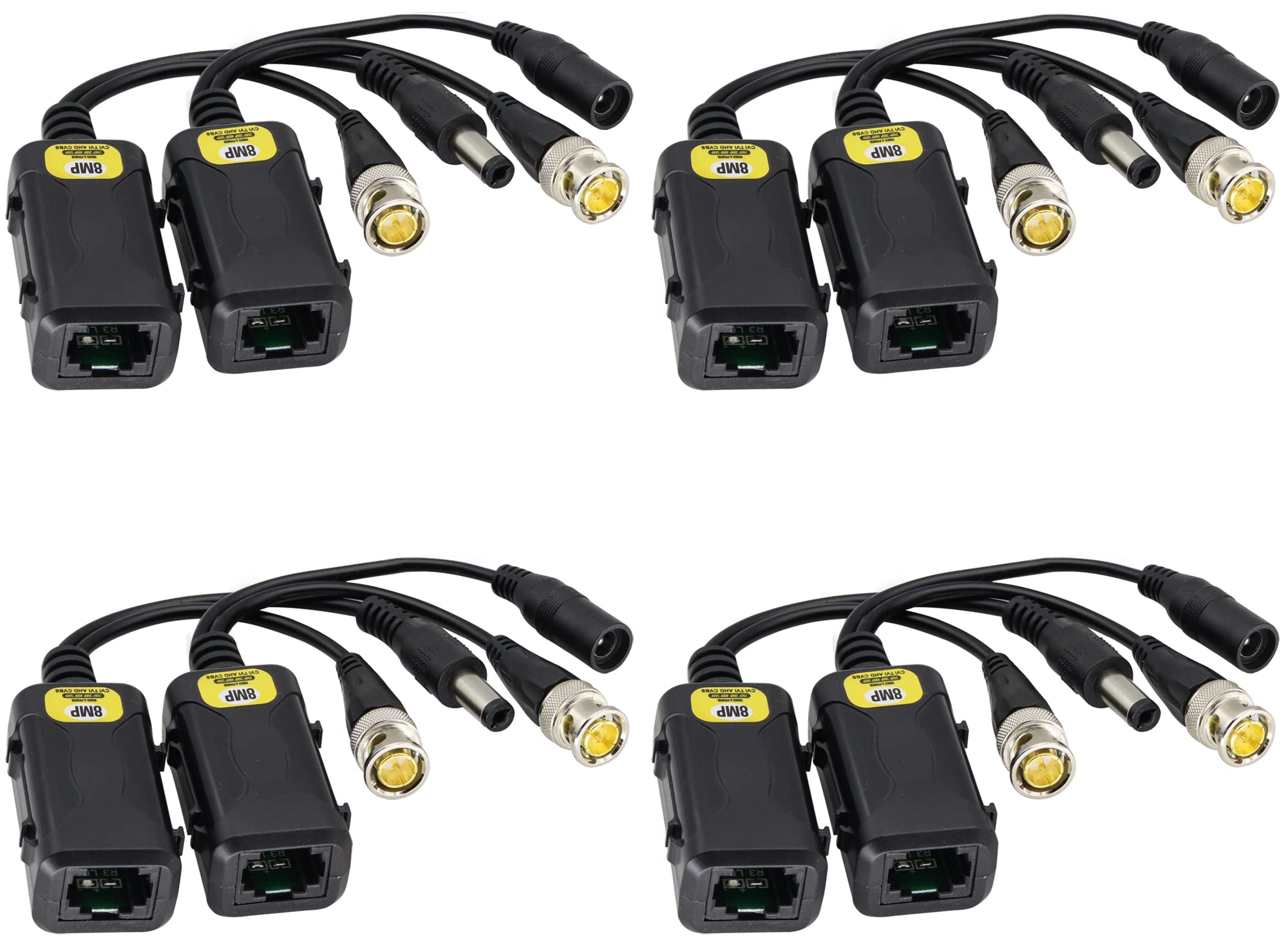 Zdycgtime Passive Hd Video Balun Bnc To Rj45 Network Transceiver Cat5/Cat6 Adapter Cable With Dc Power 720P   8Mp Cat6 To Bnc Ma