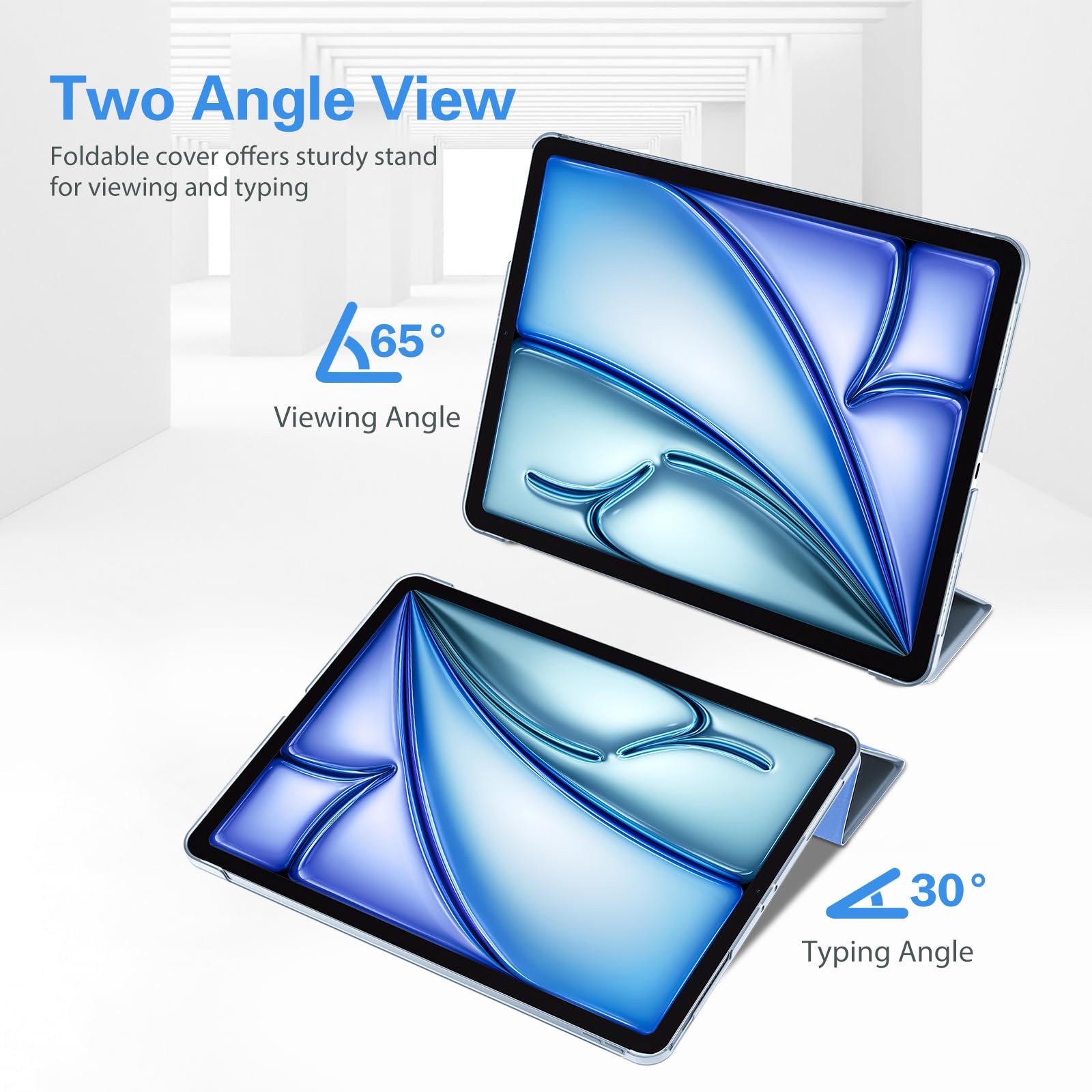 Procase Smart Case For Ipad Air 13 Inch Case 2024 M2, Slim Stand Translucent Hard Back Shell Smart Folio Cover Support Auto Wake