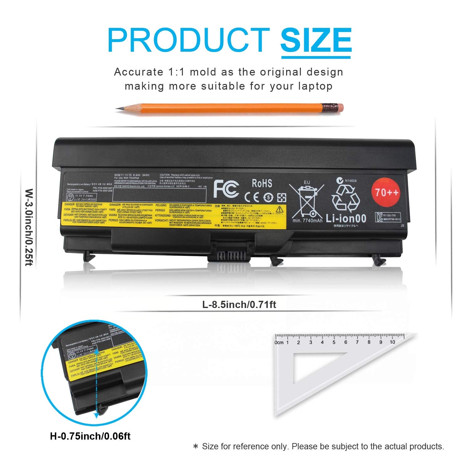 70++ 9 Cell 11.1V 94Wh Battery 0A36303 Compatible With Lenovo Thinkpad T430 T430I T410 T420 T420I T510 T520 T530 L412 L420 L430