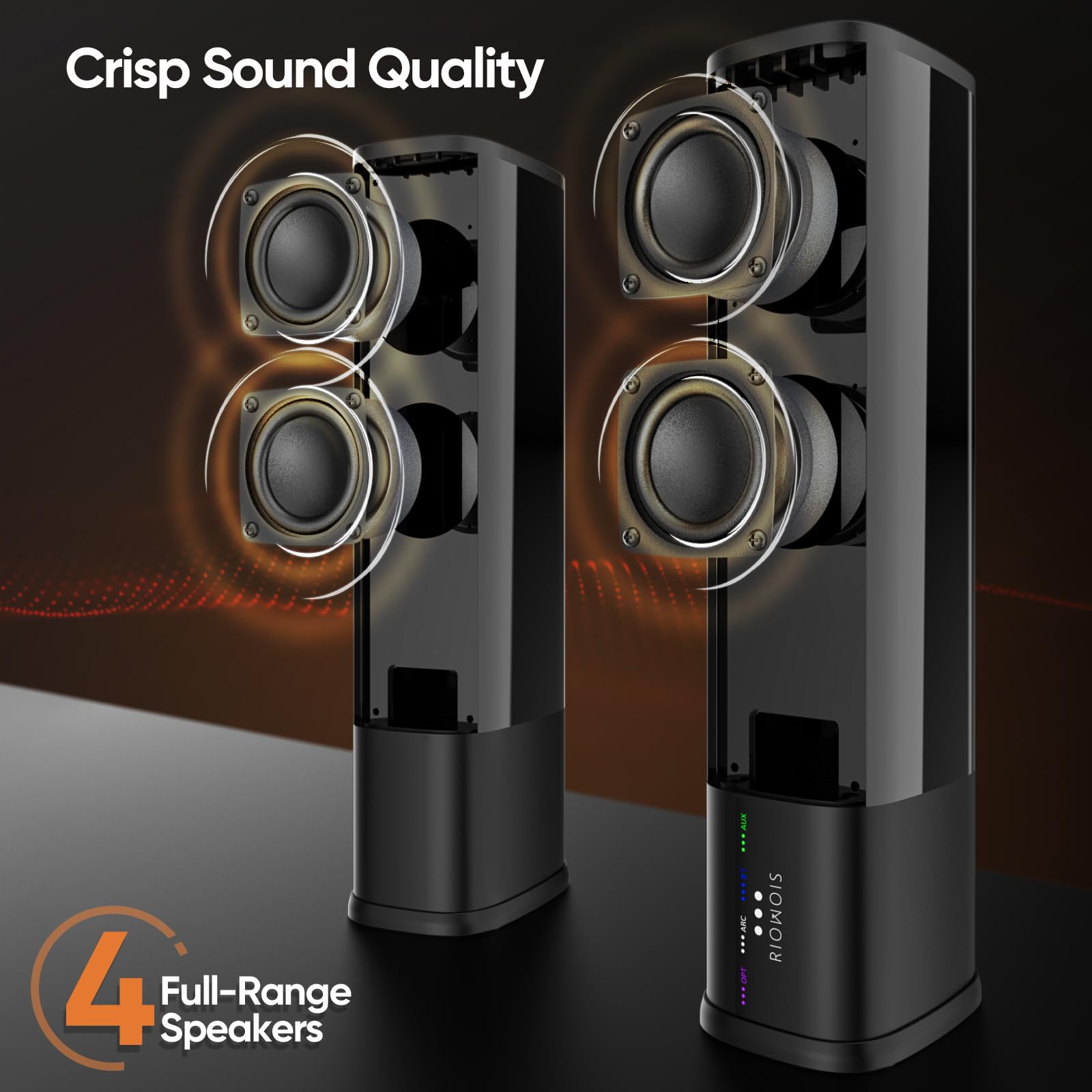 Riowois Sound Bar For Smart Tv, 2 In 1 Detachable Home Audio Soundbar Speaker,20    Sound Bar For Tv With Optical/Aux/Hdmi Arc/B