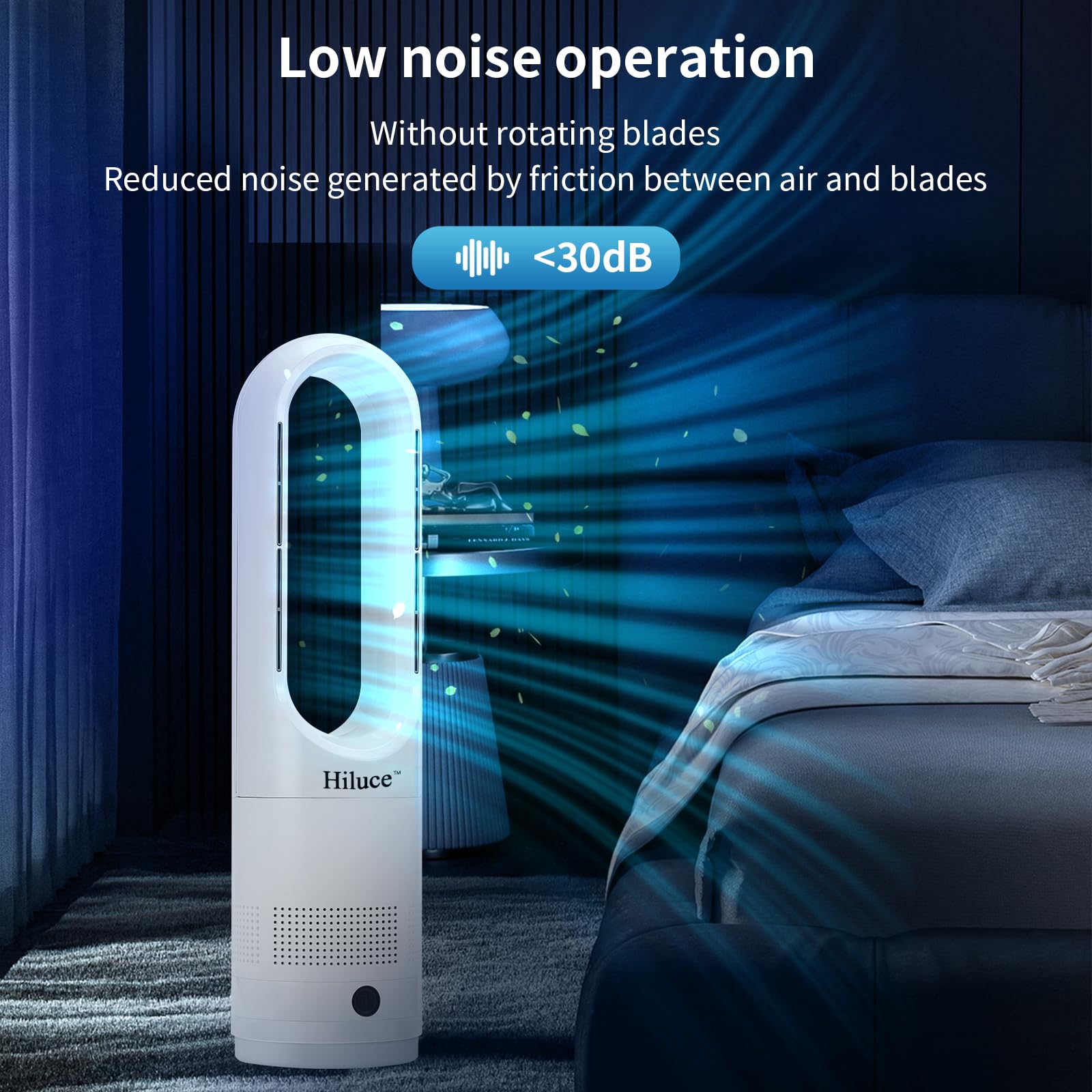 Hiluce Oscillating All Season Bladeless Fan, 1400W Space Heater & 40W Cooler Fan Combo With Remote,Installation Free Quiet Fan,T