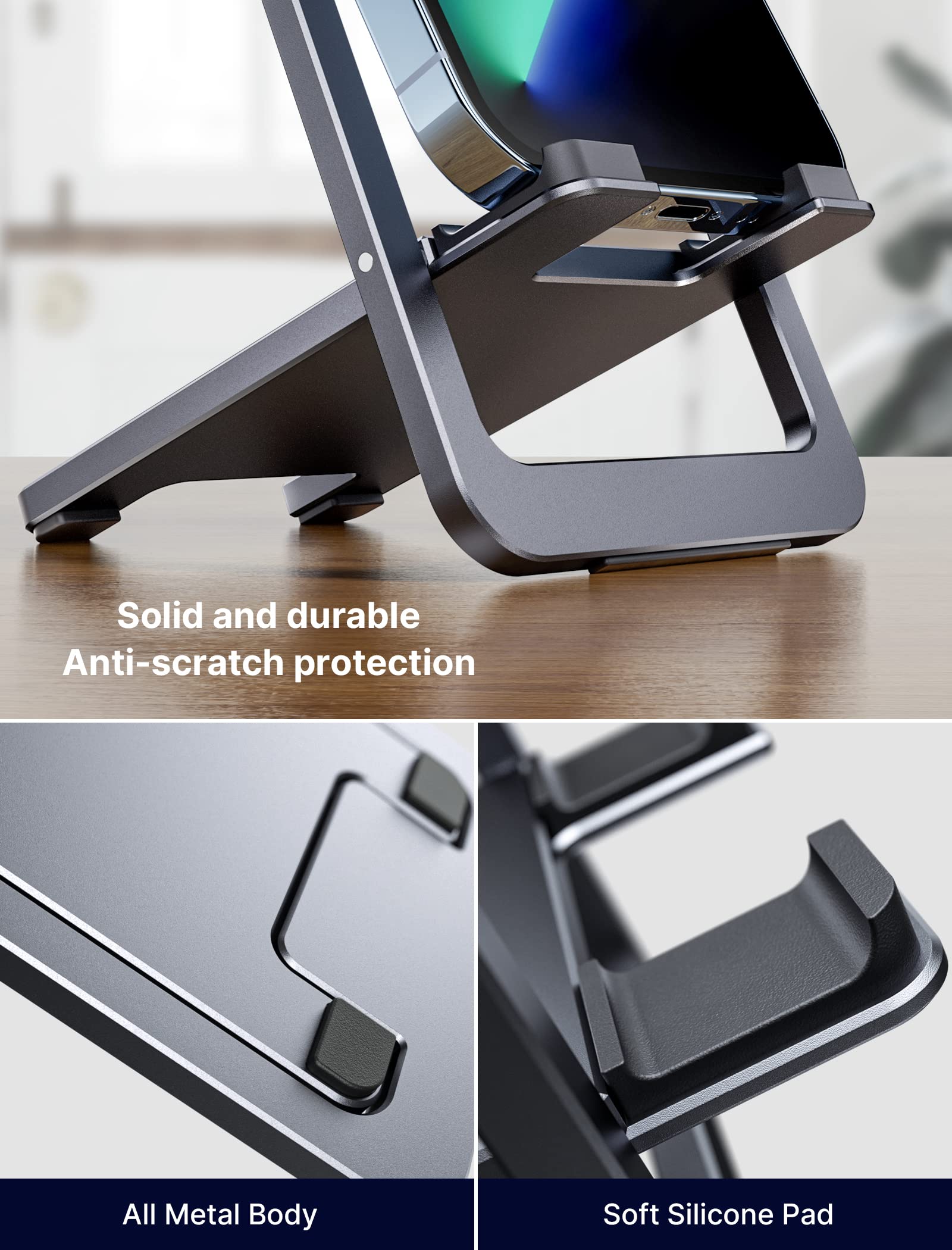 Jsaux Cell Phone Stand, [2 Pack] Foldable Aluminum Adjustable Phone Holder For Desk Portable Travel Holder Office Desk Accessori