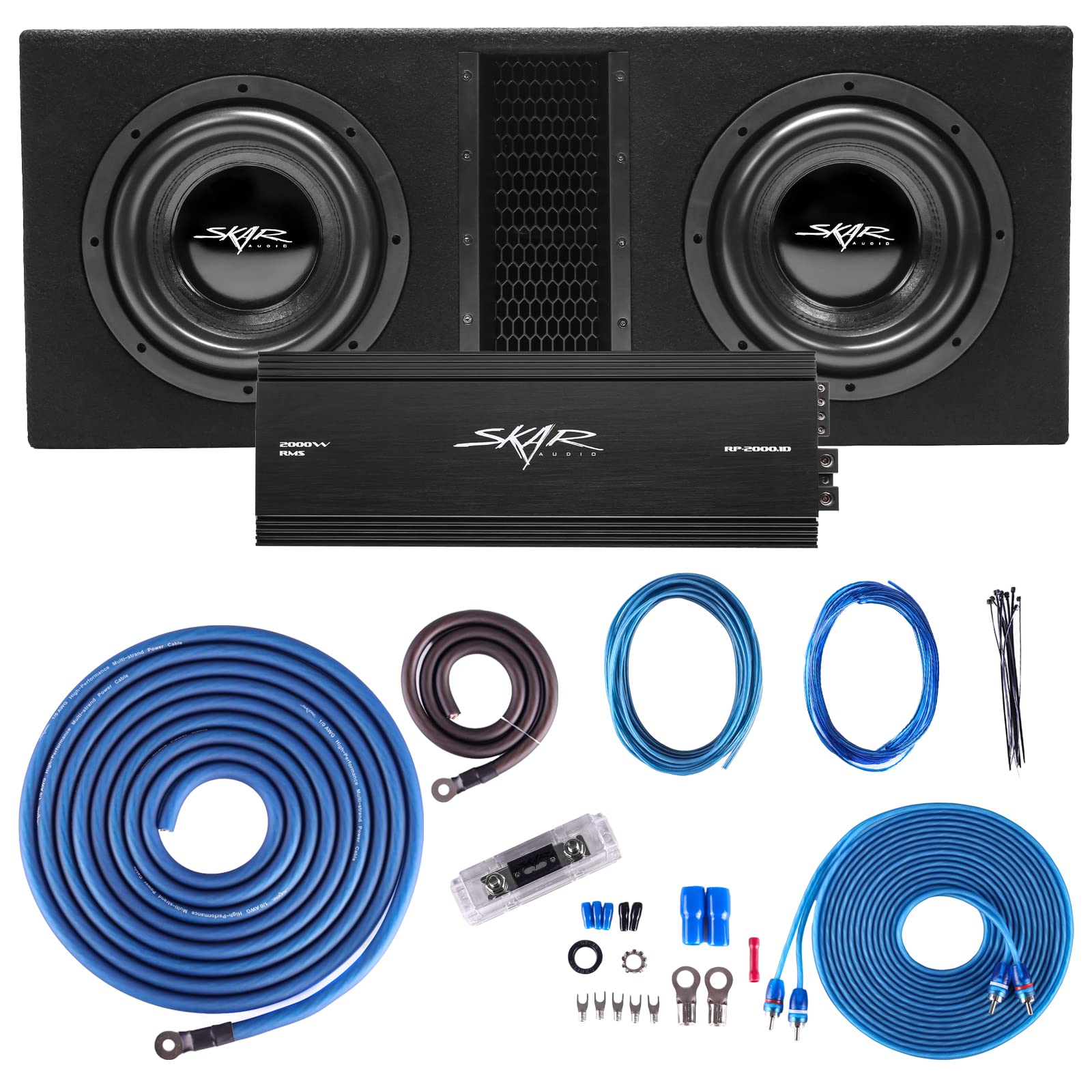 Skar Audio Dual 10' Complete 4, 000 Watt Evl Series Subwoofer Bass Package   Includes Loaded Enclosure With Amplifier