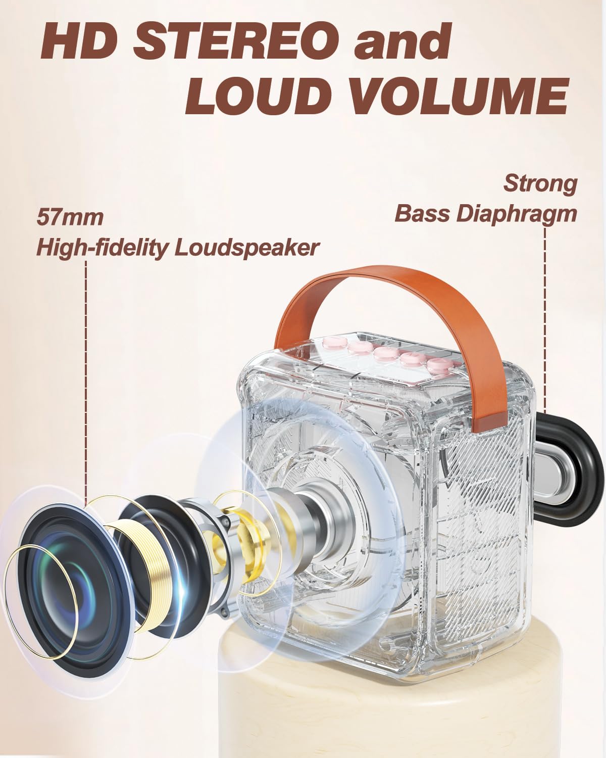 Verkb Mini Karaoke Machine For Kids Adults, Portable Bluetooth Speaker With 2 Wireless Microphones, Microphone Speaker Set With