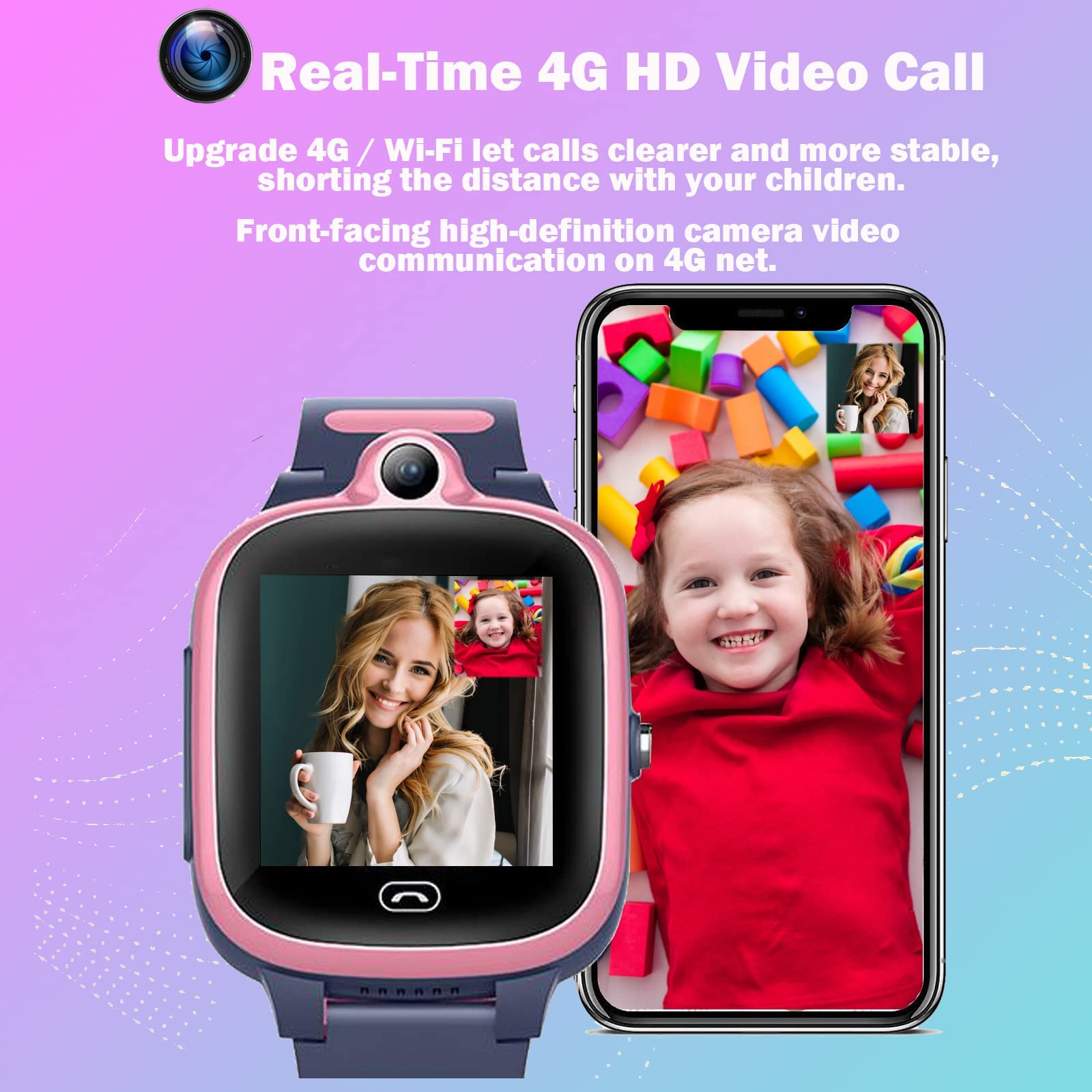 Topuser 4G Gps Smart Watch For Kids Boys Girls Watches [Global Version] Sos Emergency Alarm Waterproof Smartwatch With Text Vide