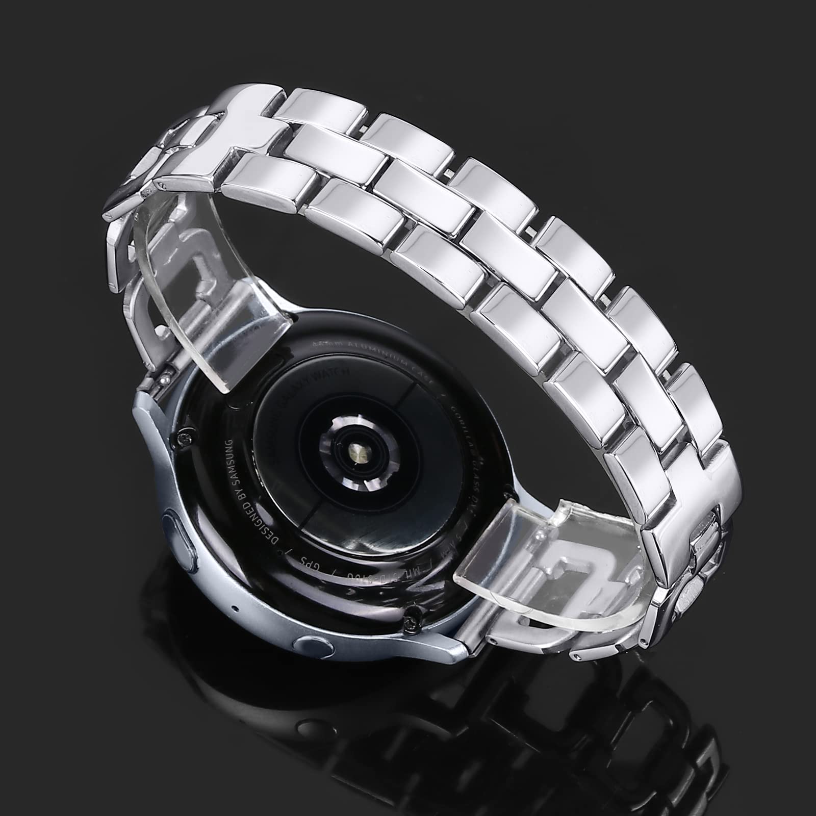 Joyozy Stainless Steel D Shaped Watch Bands For Galaxy Watch Active 40Mm/Active2(40Mm)(44Mm)/Galaxy Watch(42Mm),Metal D Chain Ba