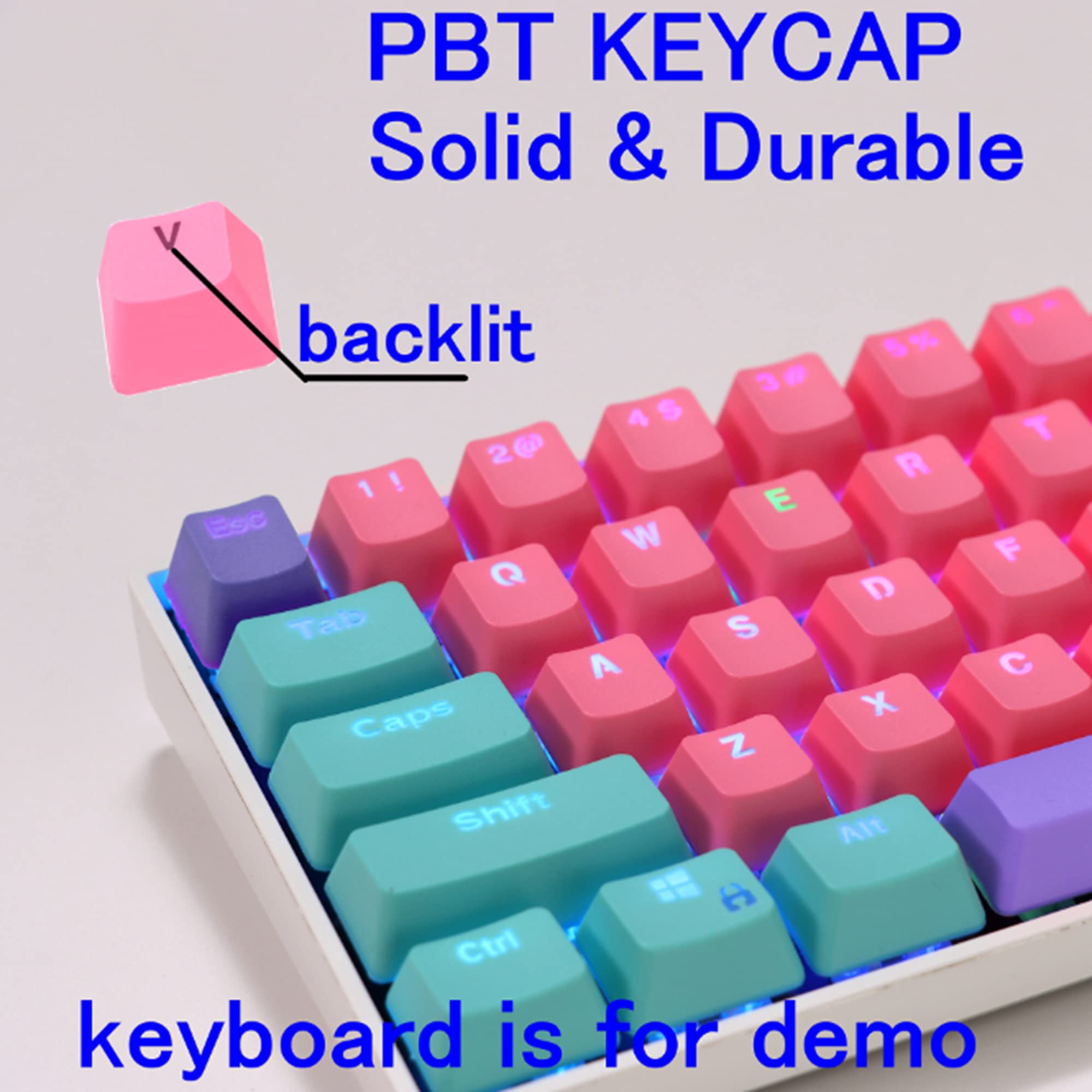 Cjxsp Pbt 61 Keycaps 60 Percent, Gaming Keycaps Oem Profile Backlit Keycap Set For 60 Percent Cherry Mx Mechanical Keyboard ,Onl