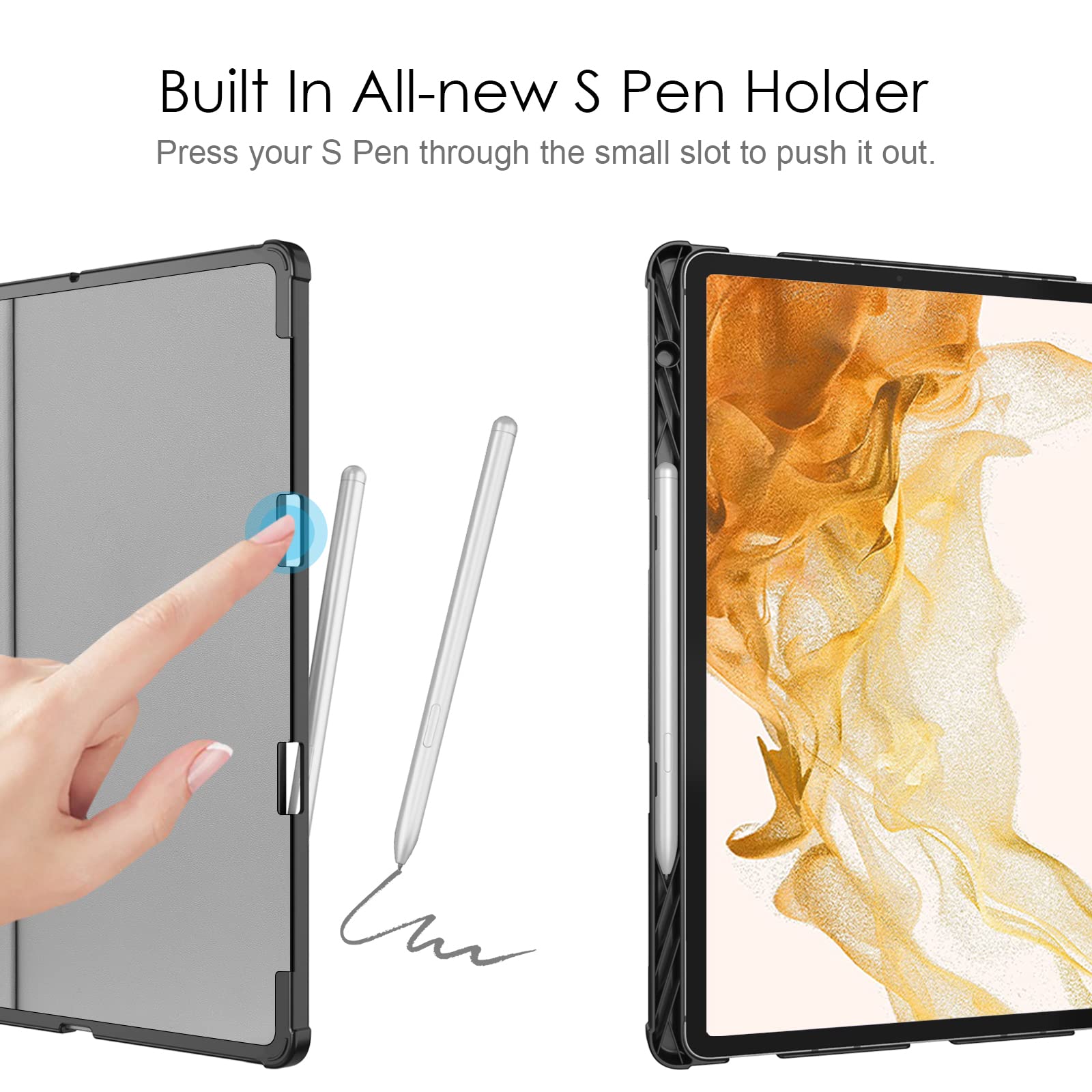 Fintie Keyboard Case For Samsung Galaxy Tab S8 Plus 2022/S7 Fe 2021/S7 Plus 2020 12.4 Inch With S Pen Holder, Slim Stand Cover D