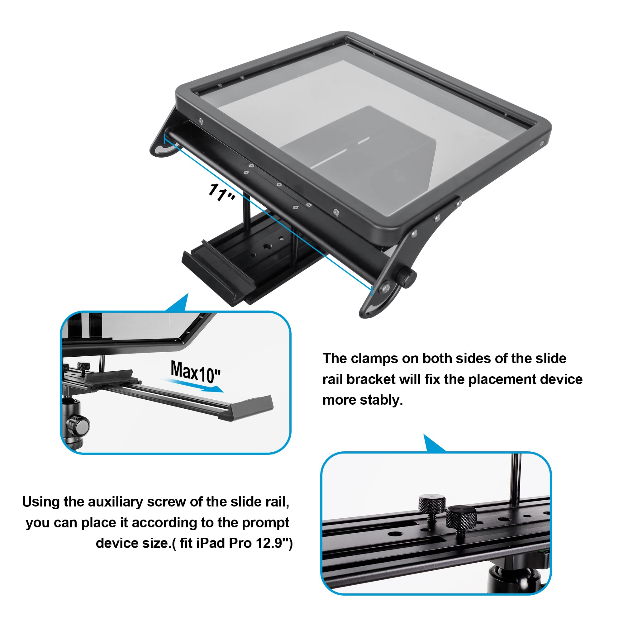 Canalhout 16 Universal Teleprompter With Remote Control, Fit All Tabletsipad, Video Cameradslr, Pre Assembled, 7030 Beam Splitti