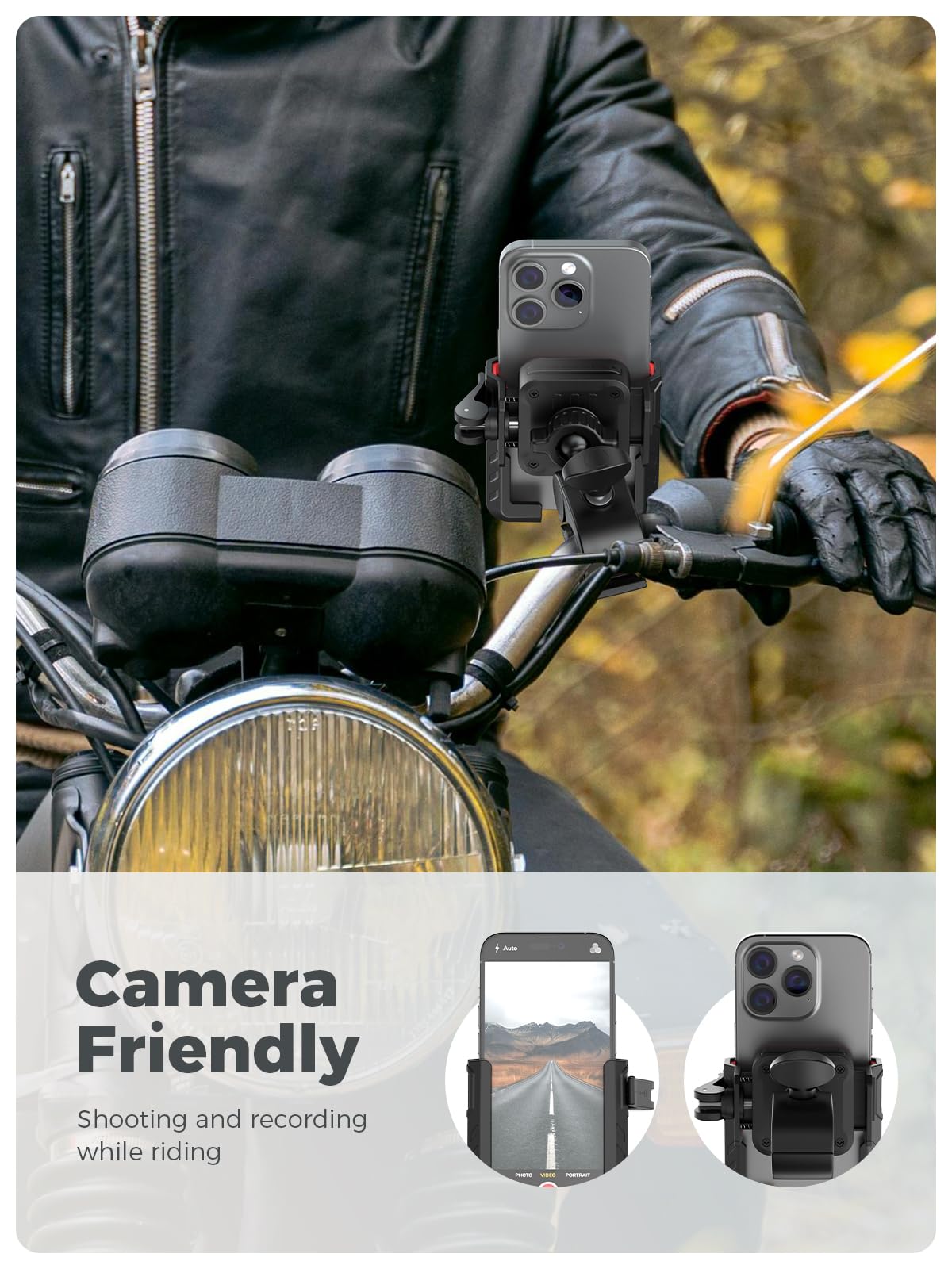 Bike Phone Mount Holder,?Biking & Recording Video? 2025 Universal Motorcycle Phone Mount Bicycle Accessories Handlebar Cell Phon