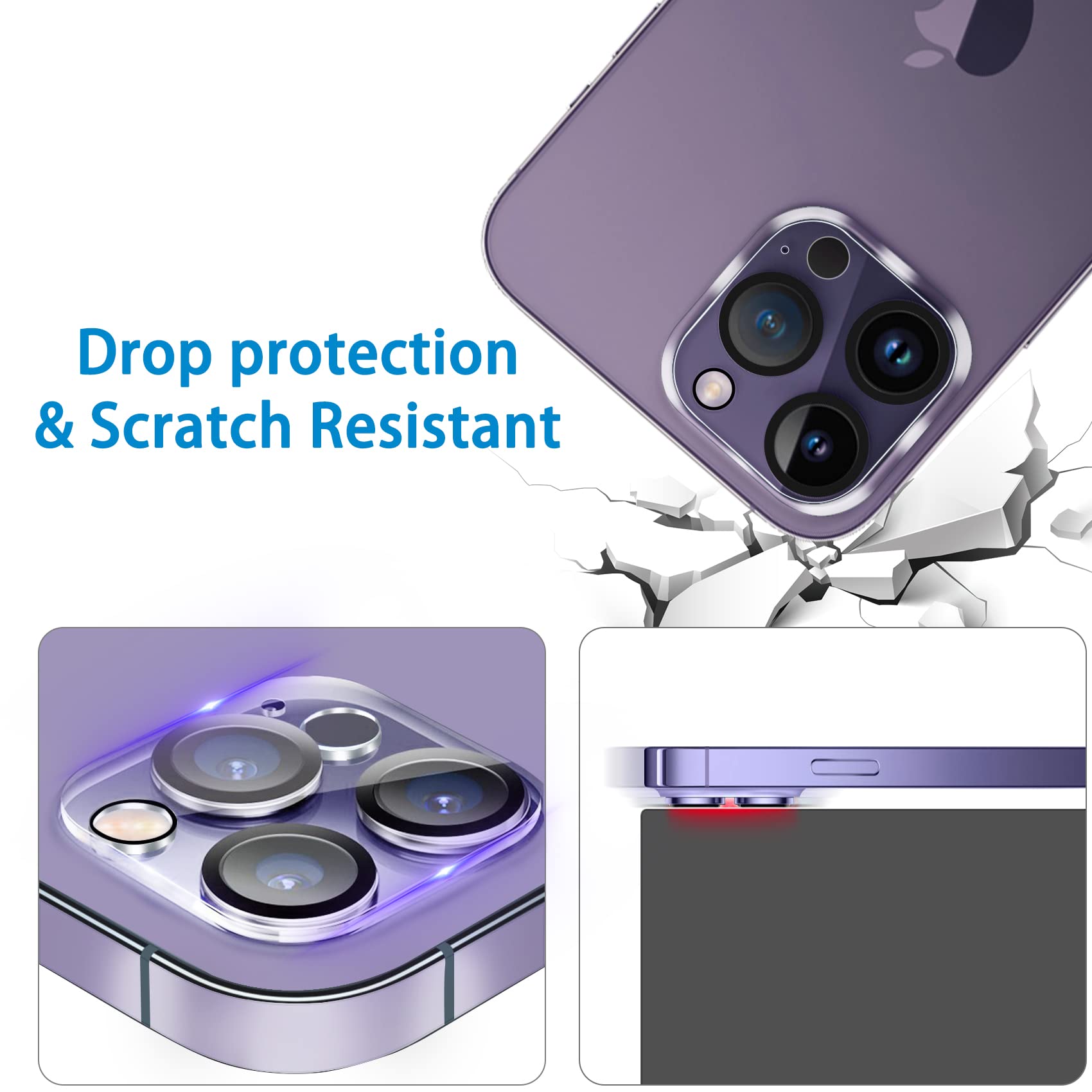?3 Pack?Dengduoduo Tempered Glass Camera Lens Protector For Iphone 14 Pro 6.1'' & Iphone 14 Pro Max 6.7'', Ultra Hd, 9H Hardness