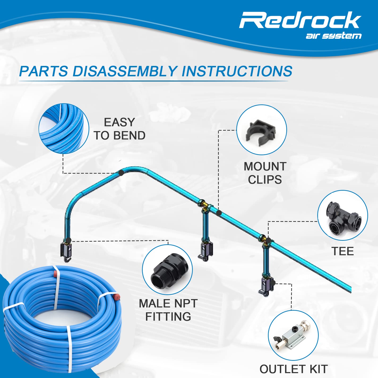Compressed Air Piping System Pressured Leak Proof Easy To Install 3/4'' X 100 Feet Hdpe Aluminum Air Line Kit Air Compressor Hos