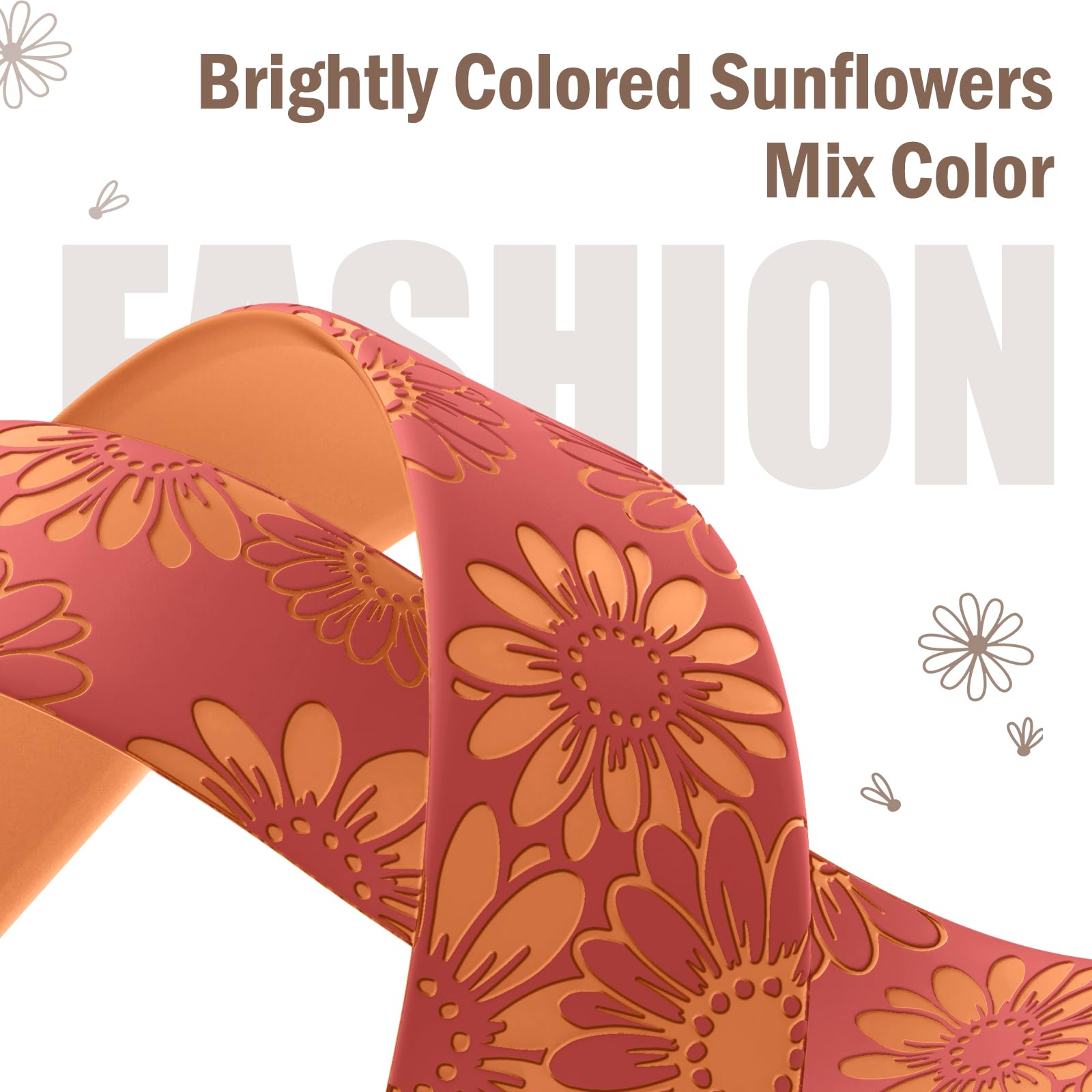 Daqin Floral Engraved Band Compatible With Apple Watch Band For Women Series 10 9 8 7 6 5 4 3 2 1,Soft Silicone Cute Flower Band