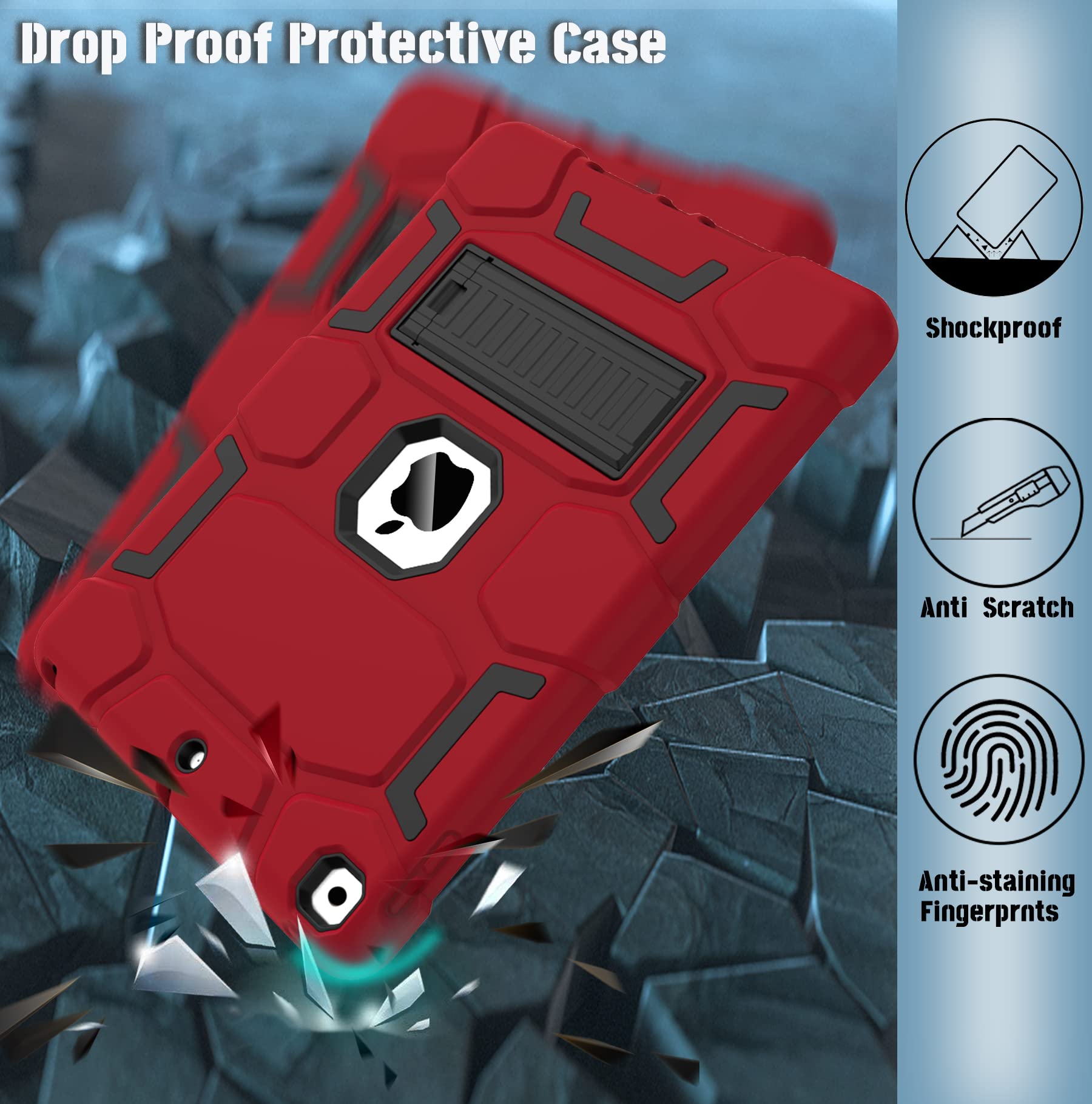 Ccmao Case For Ipad 9Th Generation/Ipad 8Th Generation/Ipad 7Th Generation, Slim Heavy Duty Shockproof Rugged Protective Case Wi