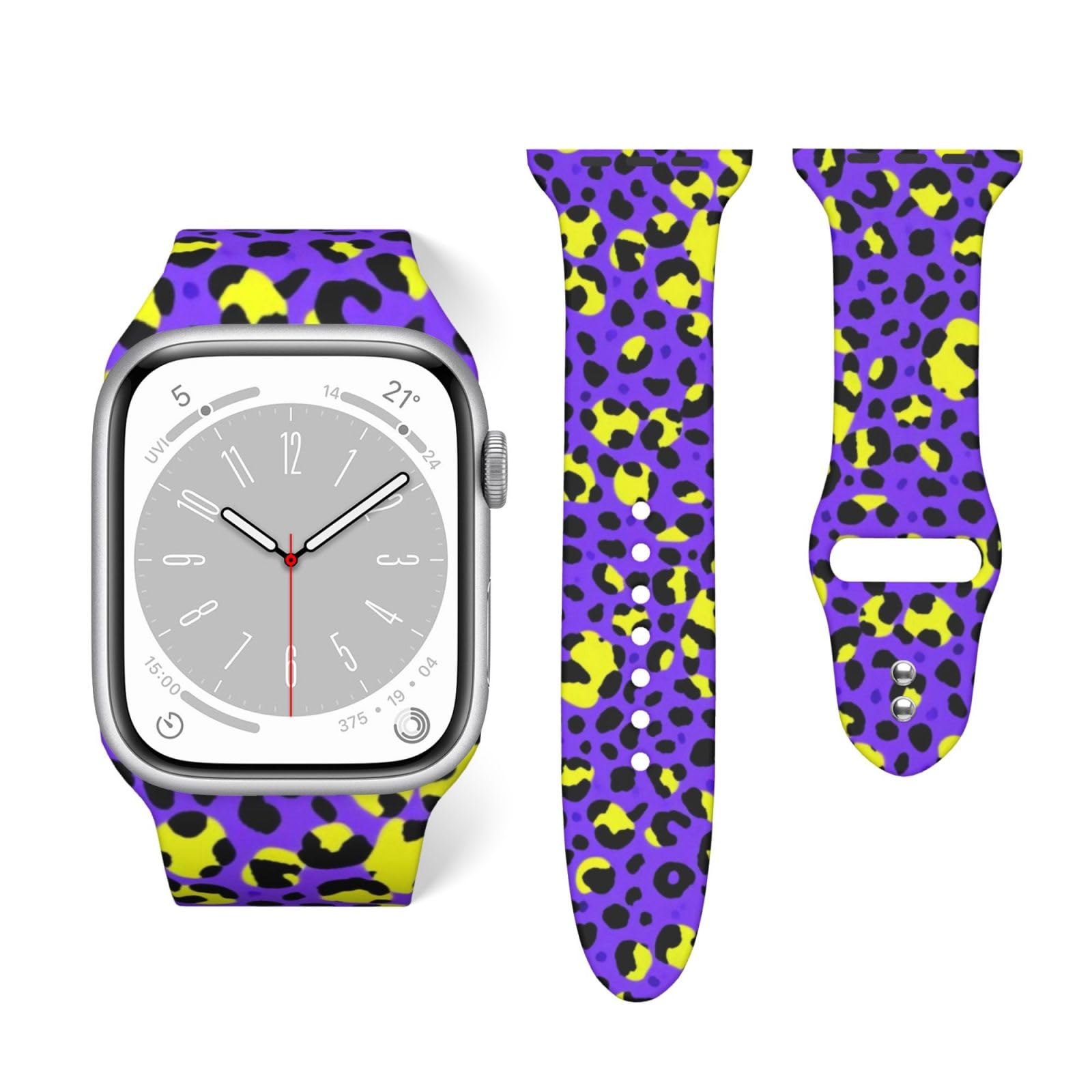 Supdreamc Mens Fashion Silicone Replacement Strap Compatible with iWatch Series, Trendy Watch Bands for Men Yellow And Purple Ch
