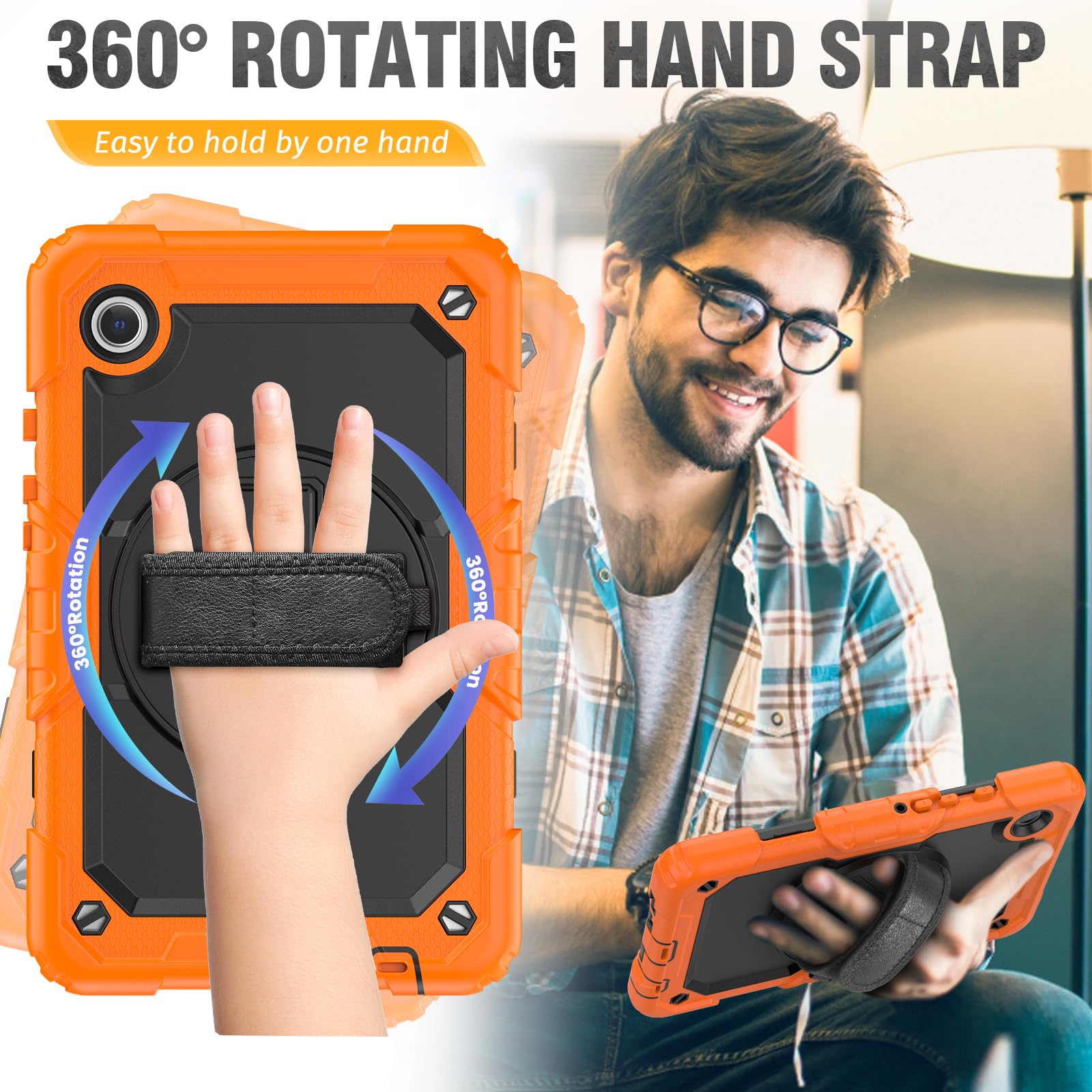 Hxcaseac Case For Samsung Galaxy Tab A9 Case 8.7 Inch, Full Body Protective With Screen Protector/Hand Strap/Pen Holder, Sturdy