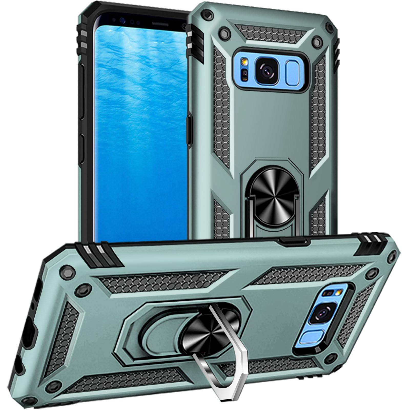 Yiakeng Samsung Galaxy S8 Case, Samsung S8 Phone Case, Military Grade Protective Cases with Ring for Samsung Galaxy S8 (Dark Gre