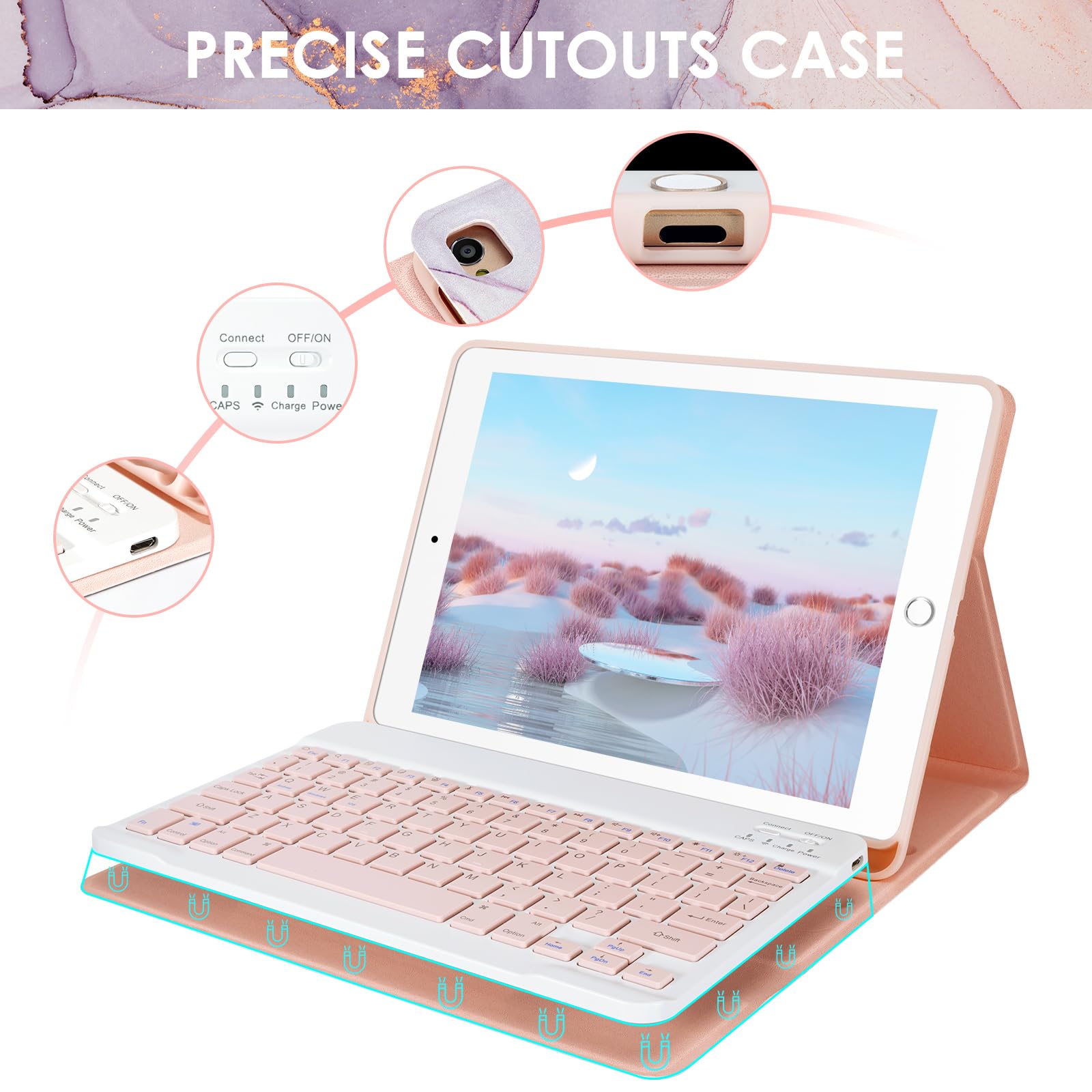 Lama Wireless Keyboard Case For Ipad 10.2 9Th 8Th 7Th Generation, Detachable Bluetooth Keyboard With Pencil Holder For Ipad 10.2