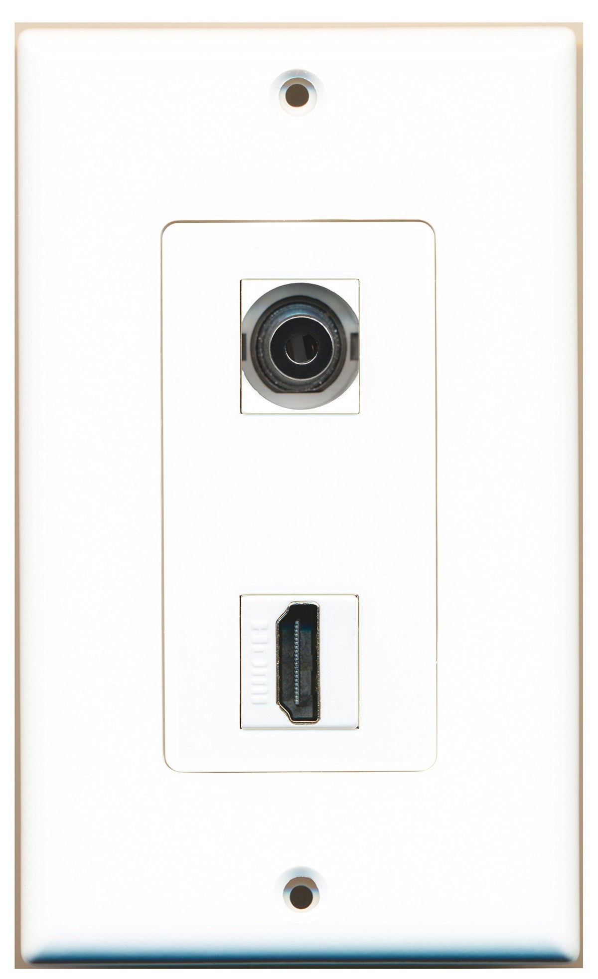 Riteav   3.5Mm Audio Headphone Jack And 1 Hdmi Port Wall Plate Decorative   White   Bracket Included