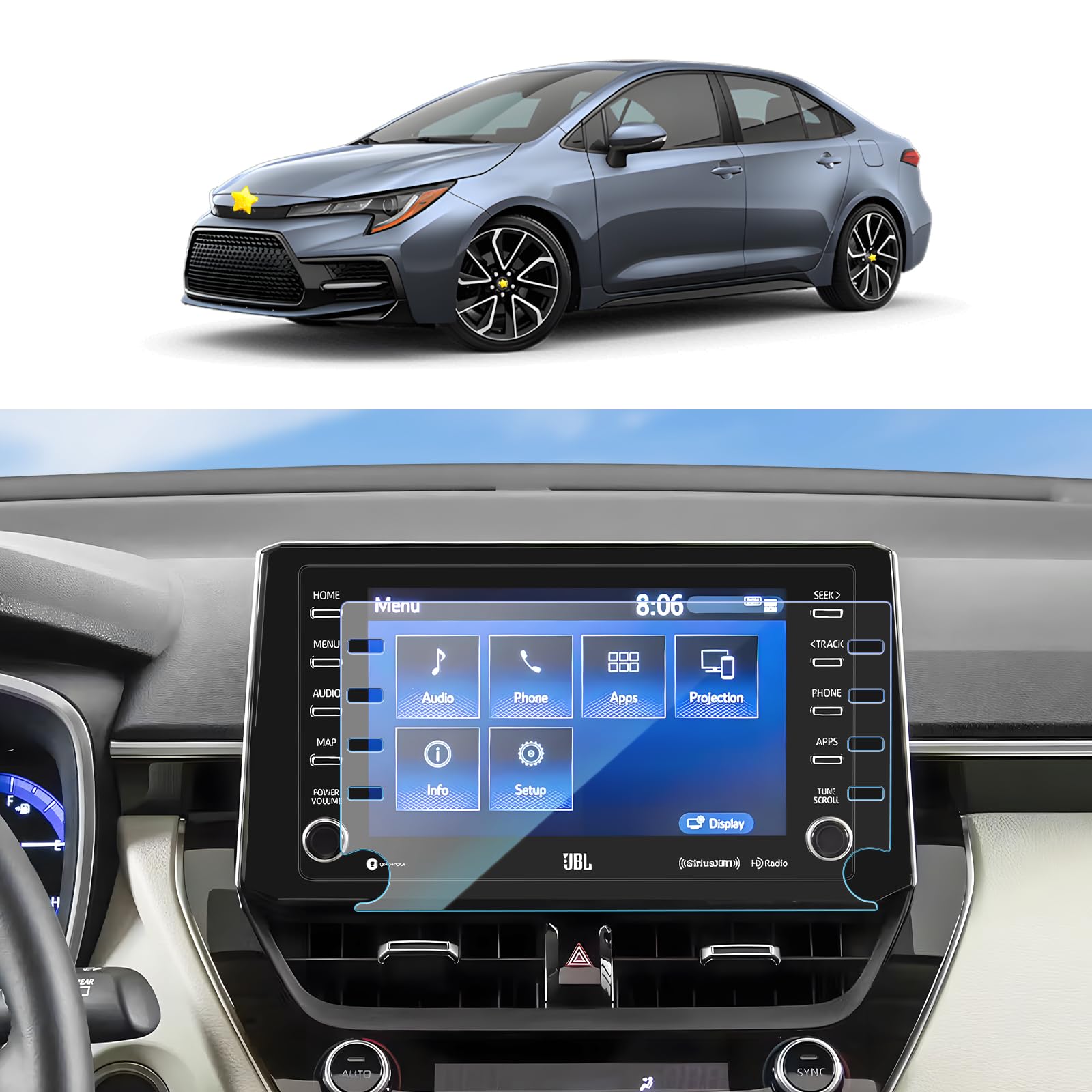 Sktu Screen Protector Foils For 2019 2020 2021 2022 Toyota Corolla Sports Sedan Hatchback 8In Navigation Display Tempered Glass 9H Hardness Anti Scratch Hd Clear Toyota Gps Lcd Protective Film