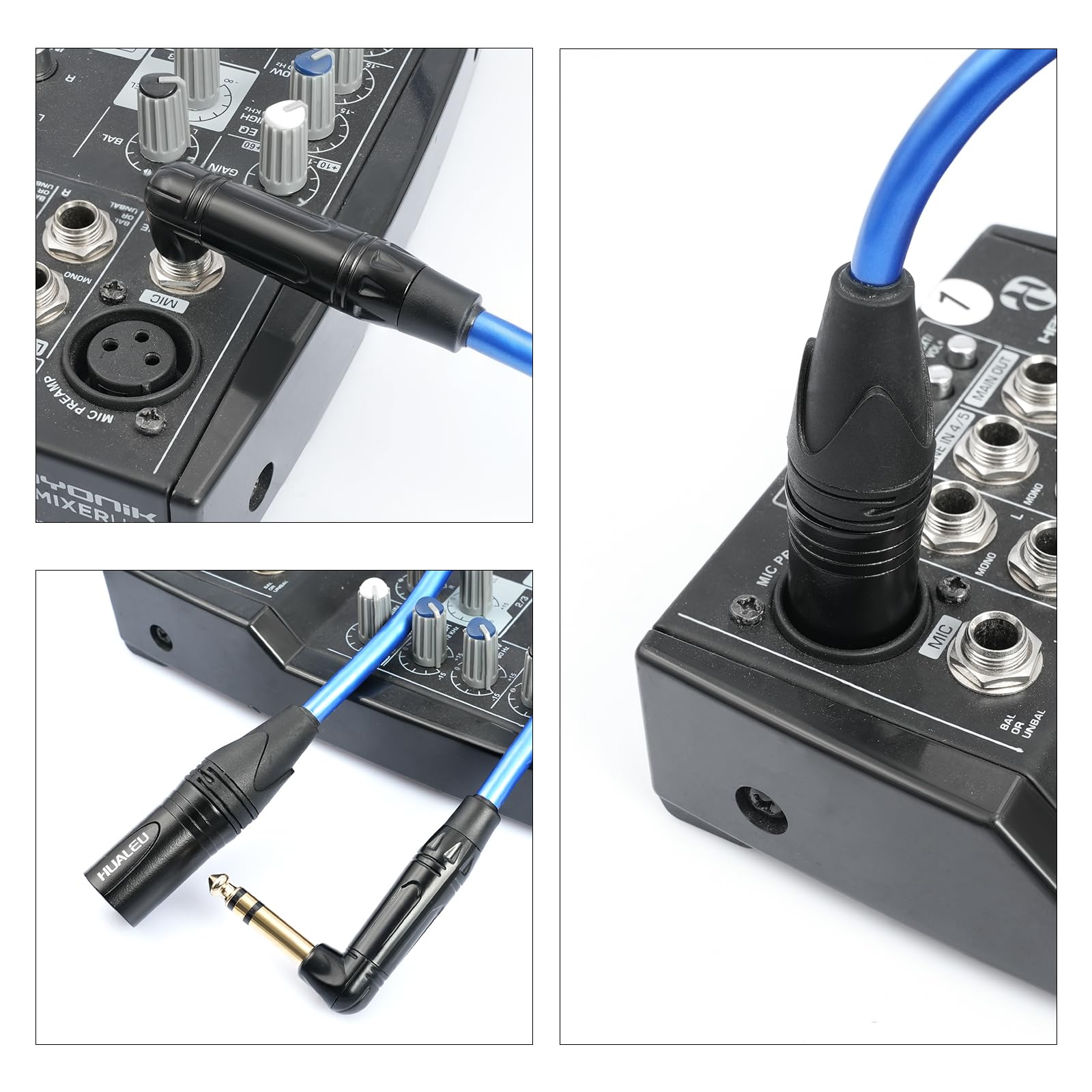 Hualeu 3.3Ft Right Angle 1/4 Trs To Xlr 3Pin Male Audio Cable,6N Ofc+Silver Plated Hi End Audio Cable,Right Angle 6.35Mm Ts To X