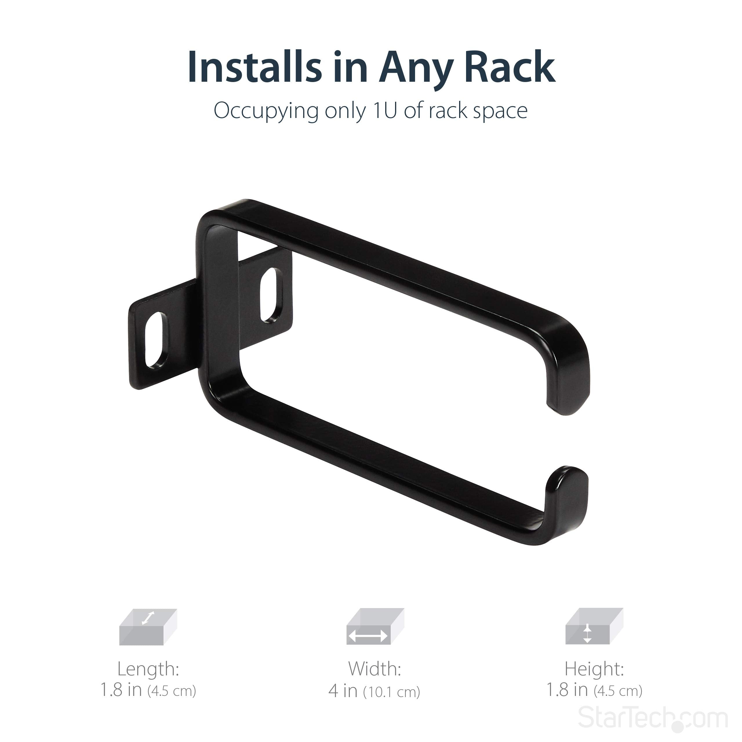 Startech   Cmhook1Un .Com 1U Vertical 1.8 X 3.9In Server Rack Cable Management D Ring Hook W/ Flexible Opening   Network Rack Mo