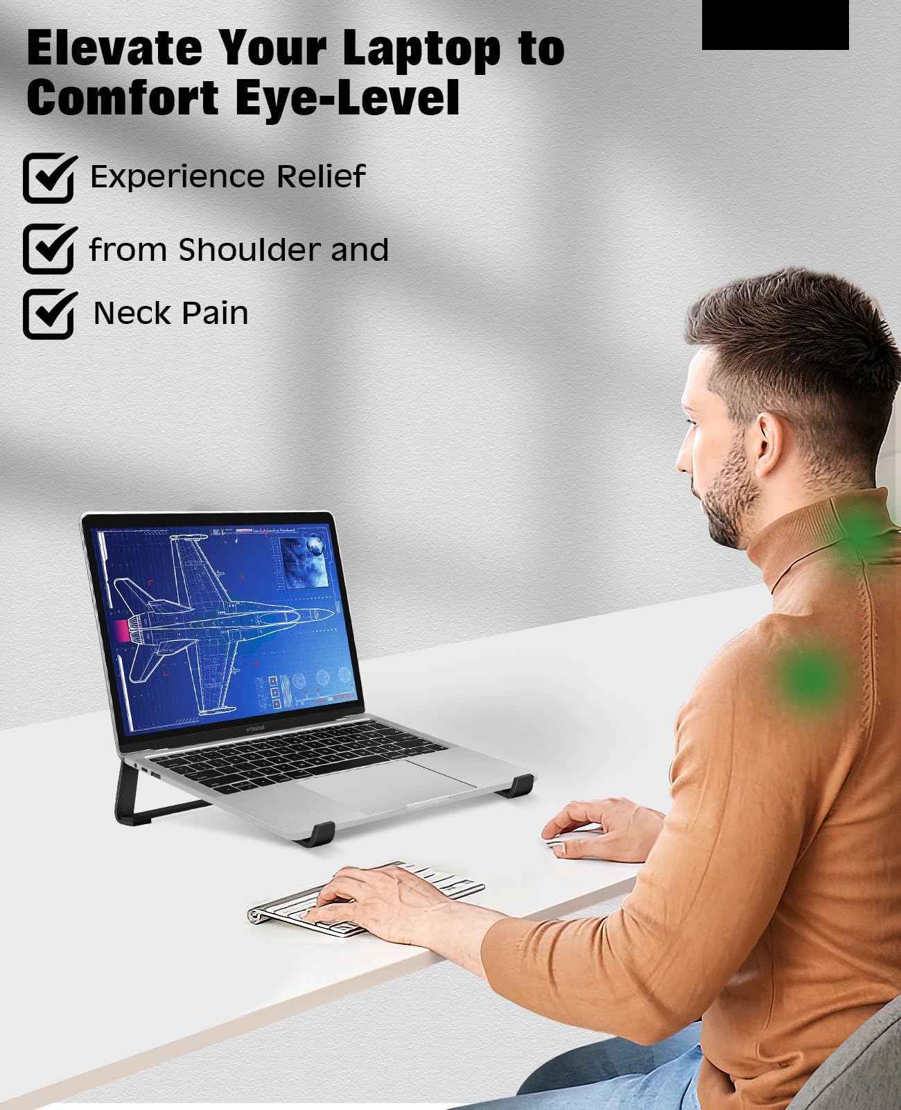 Thibault Aluminum Laptop Stand For Desk   Cooling Ergonomic Design   Fits Macbook Air Pro/Dell/Hp/Lenovo/Thinkpad/Alienware   13