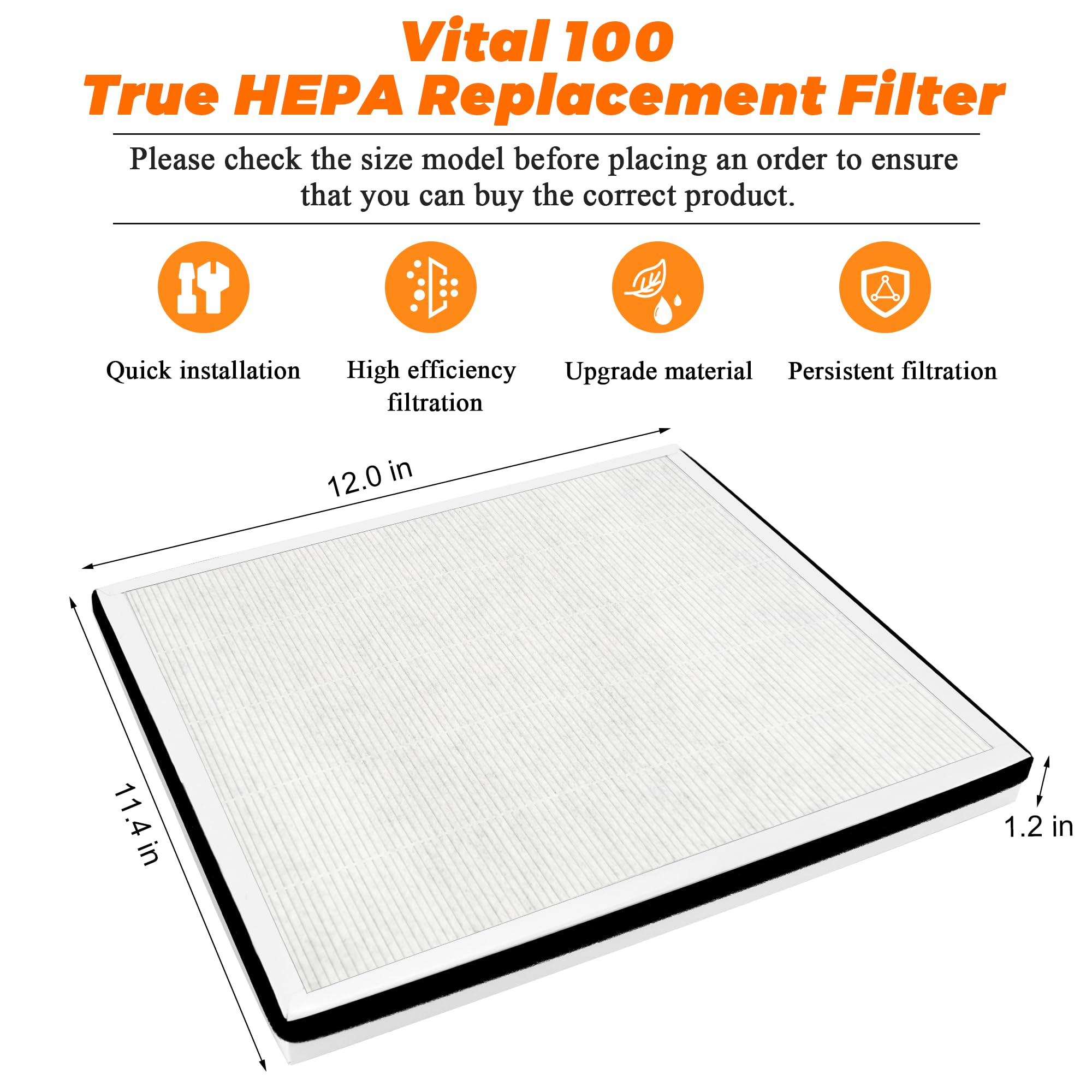 Vital 100 Vital 100 Rf True Hepa Replacement Filter 2Pack By Blutoget   Fit For Levoit Vital 100 Air Purifier, 3 In 1 H13 And Hi