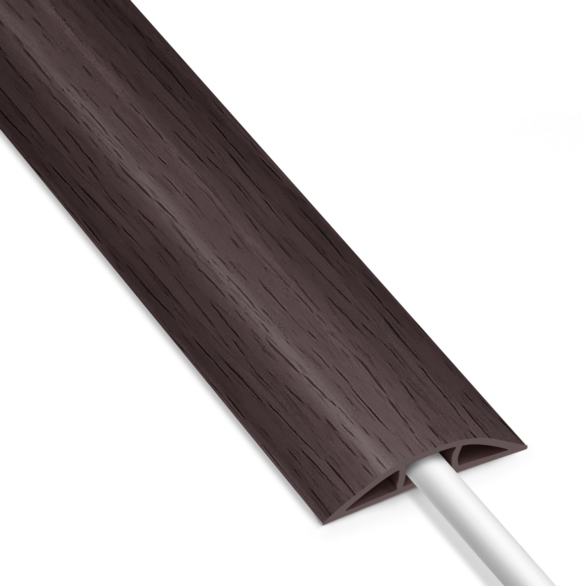 4Ft Pvc Cord Protector Floor, Floor Cord Cover, Wood Black Cord Hider Floor, Soft Organizer Wires Floor Cable Cover, Hide Extens