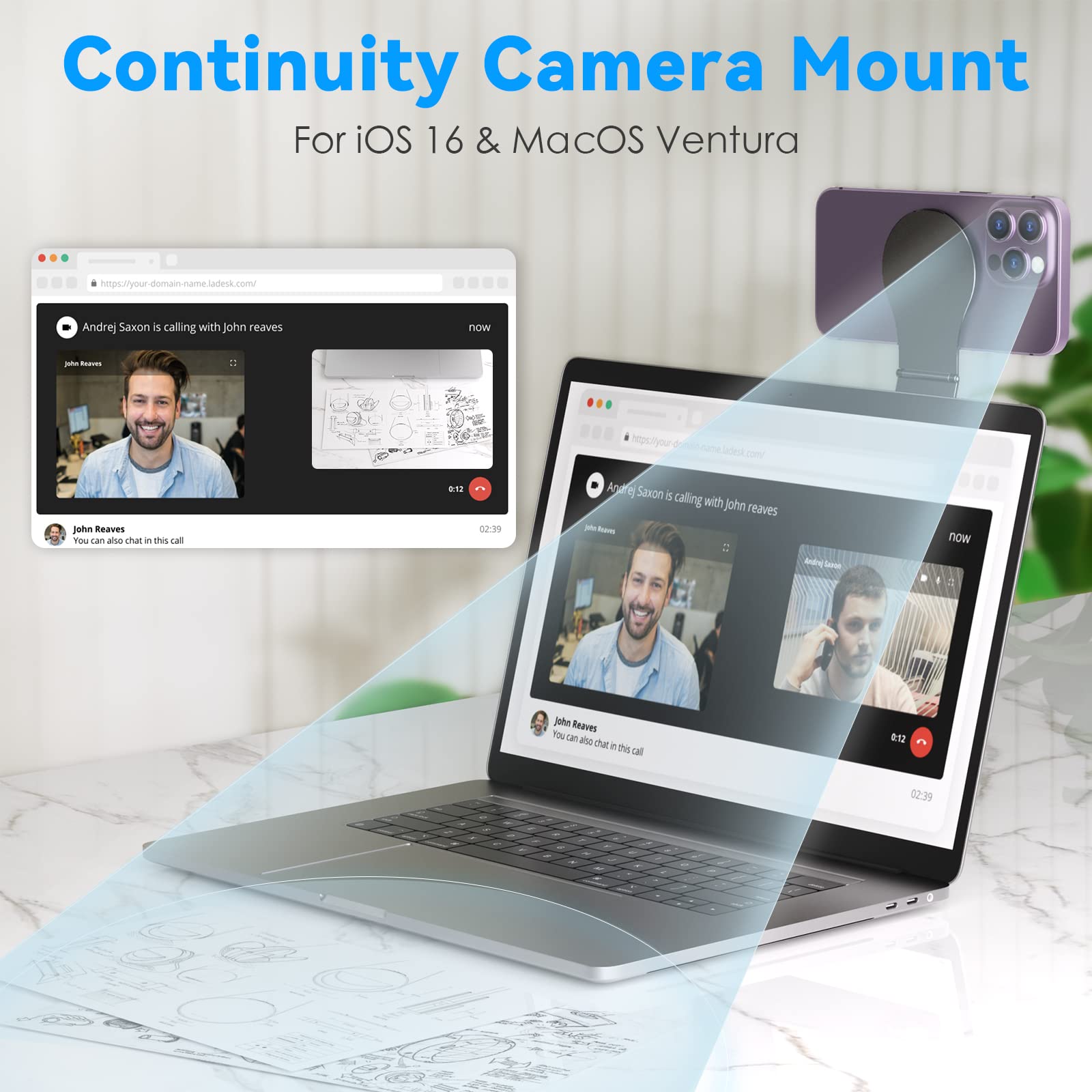 Cloudvalley Magnetic Phone Holder For Laptop & Car, Adjustable Tripod Mount Adapter Designed For Magsafe Iphone [1/4 Screw/Metal