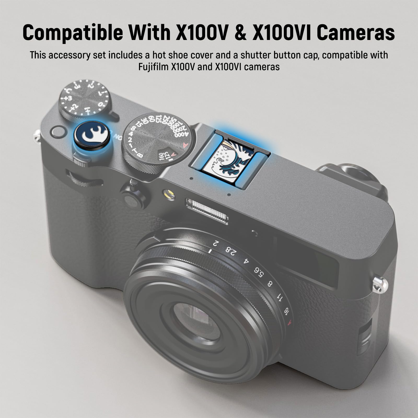 Neewer X100V X100Vi Hot Shoe Cover & Shutter Button Cap Set, Cold Shoe Cover With Shutter Release Button, Photography Accessorie