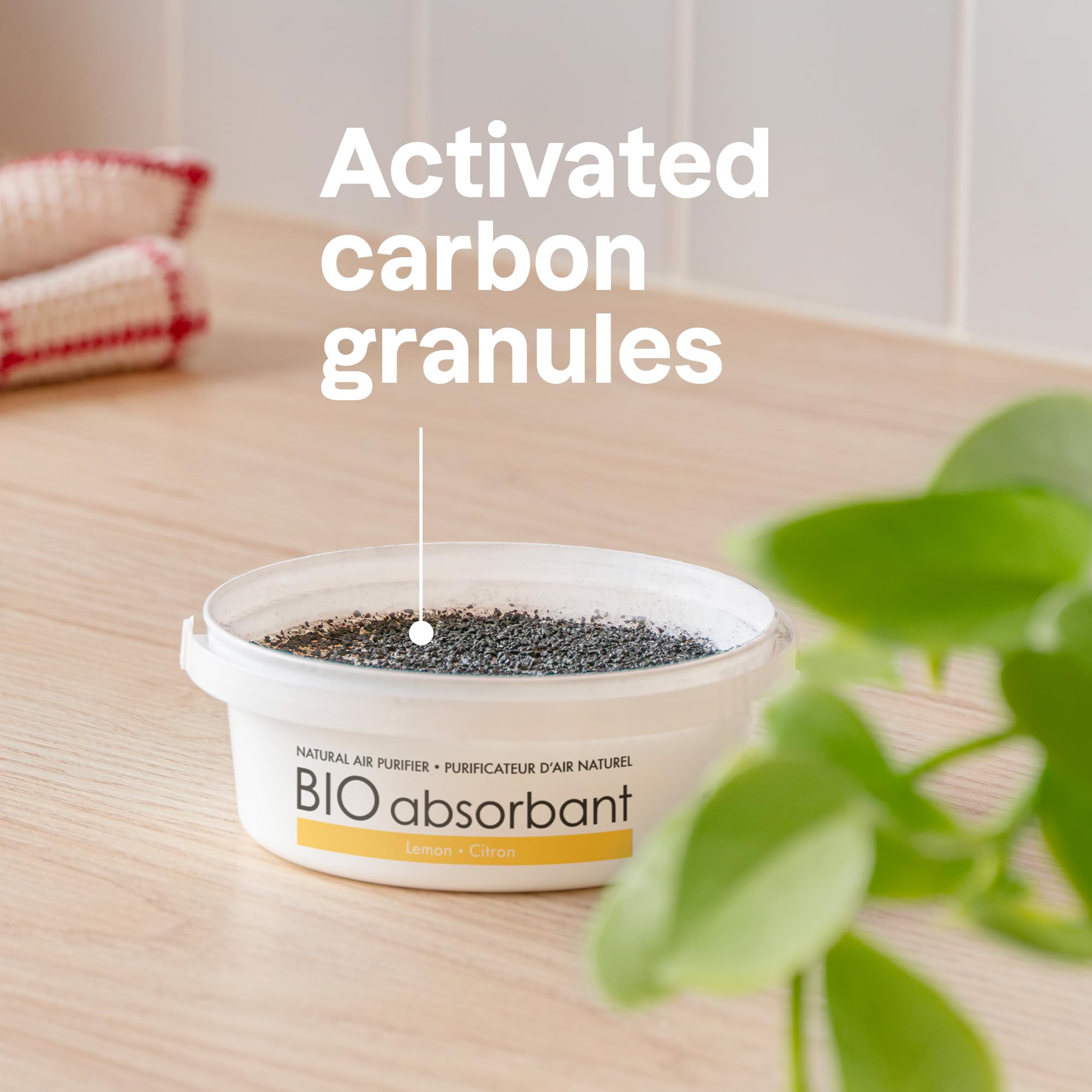 Attitude Bio Absorbant Air Purifier With Activated Carbon, Plant  And Mineral Based, Absorbs Odors, Vegan, Lemon, 8 Ounces