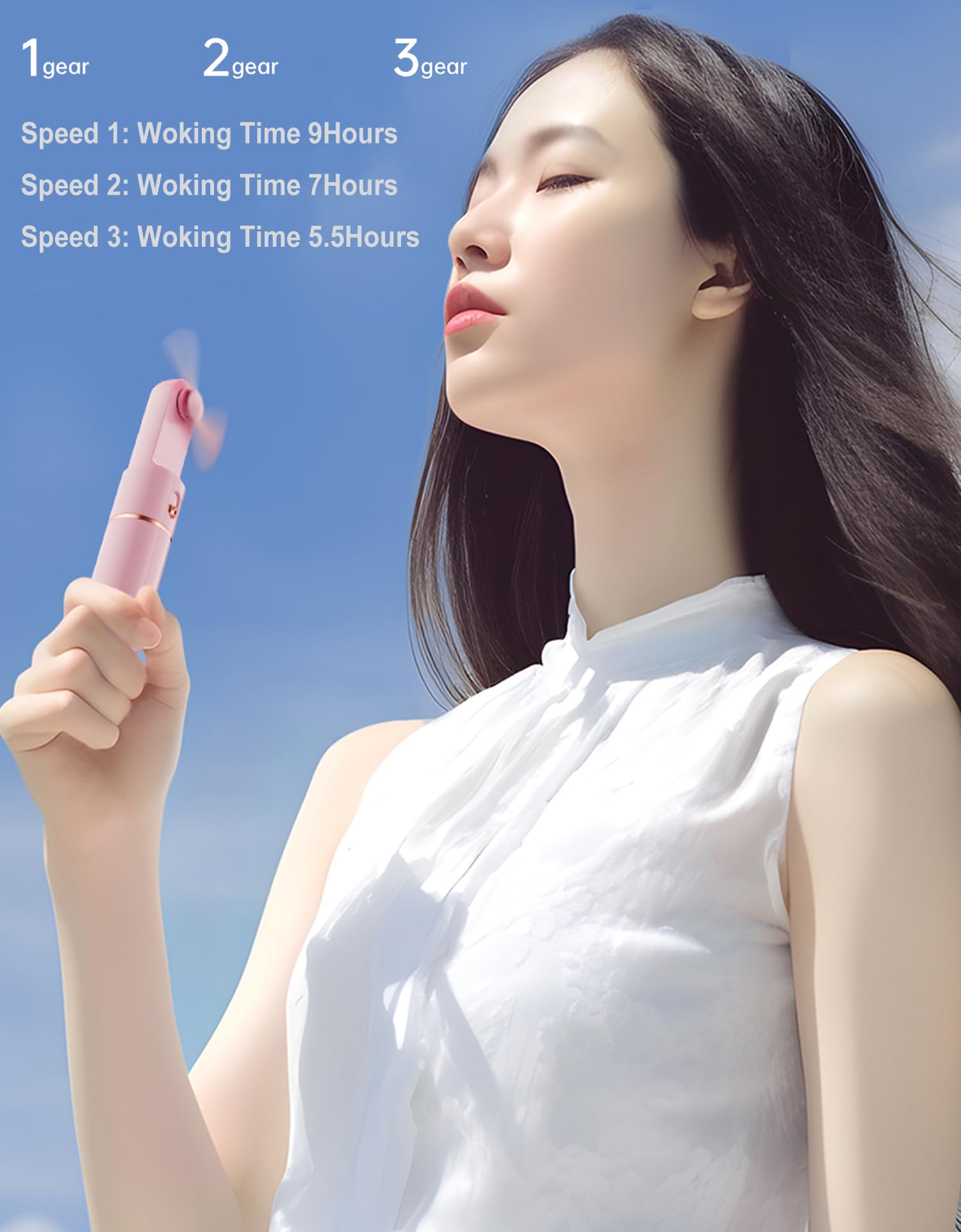 Aocoolfan Portable Handheld Fan, Mini Fan Usb Rechargeable, 3 Speed Personal Small Pocket Fan, Battery Operated Fan Travel Hand