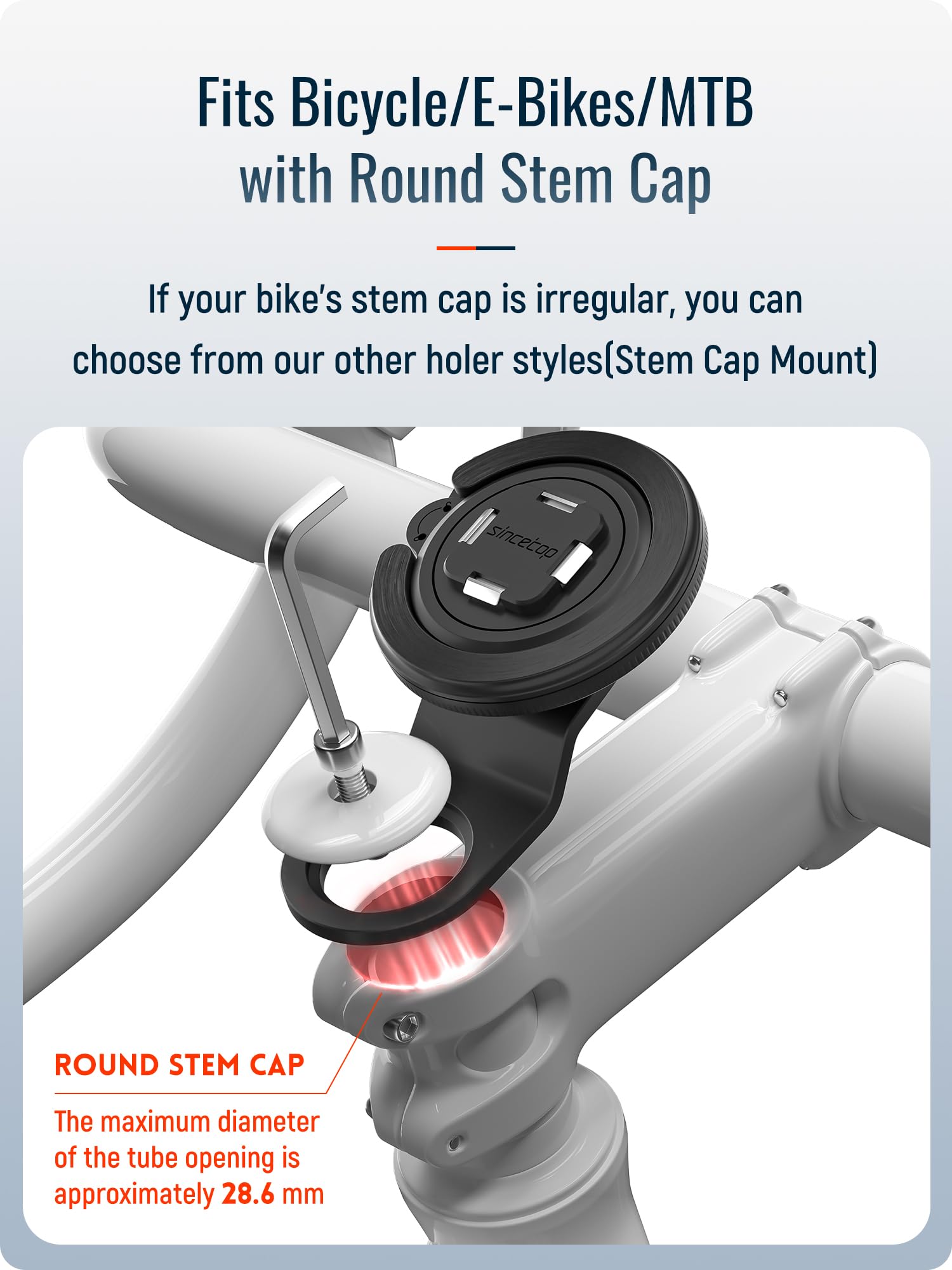 Sincetop Bike Stem Magnetic Phone Mount Series Q [ Quad ] - Mountain Bicycle Stem Phone Holder - Quick Lock & Release - Aluminum