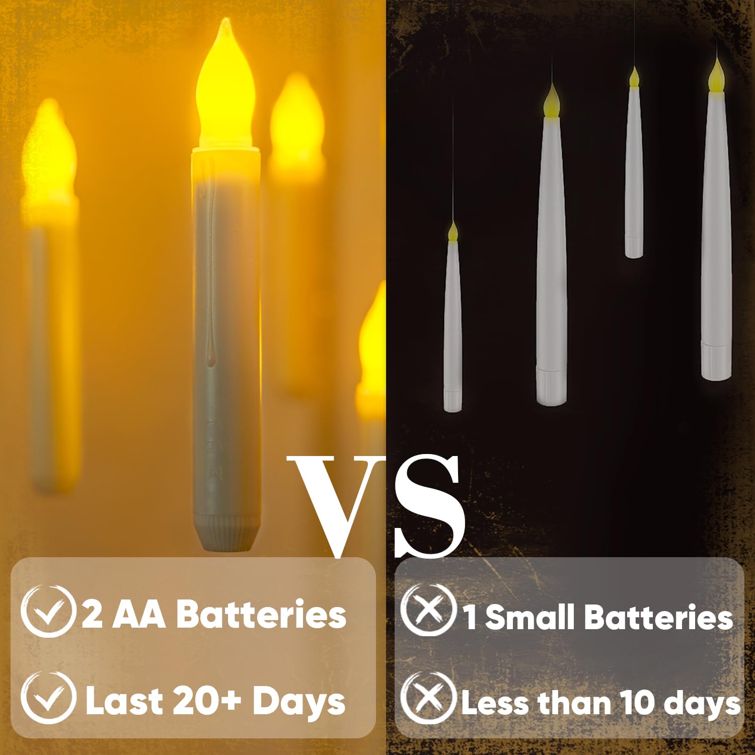 Homemory Floating Candles With Wand Remote, 12 Pcs Magical Floating Candles Witch Decors, Warm Yellow Flameless Taper Candles Ba