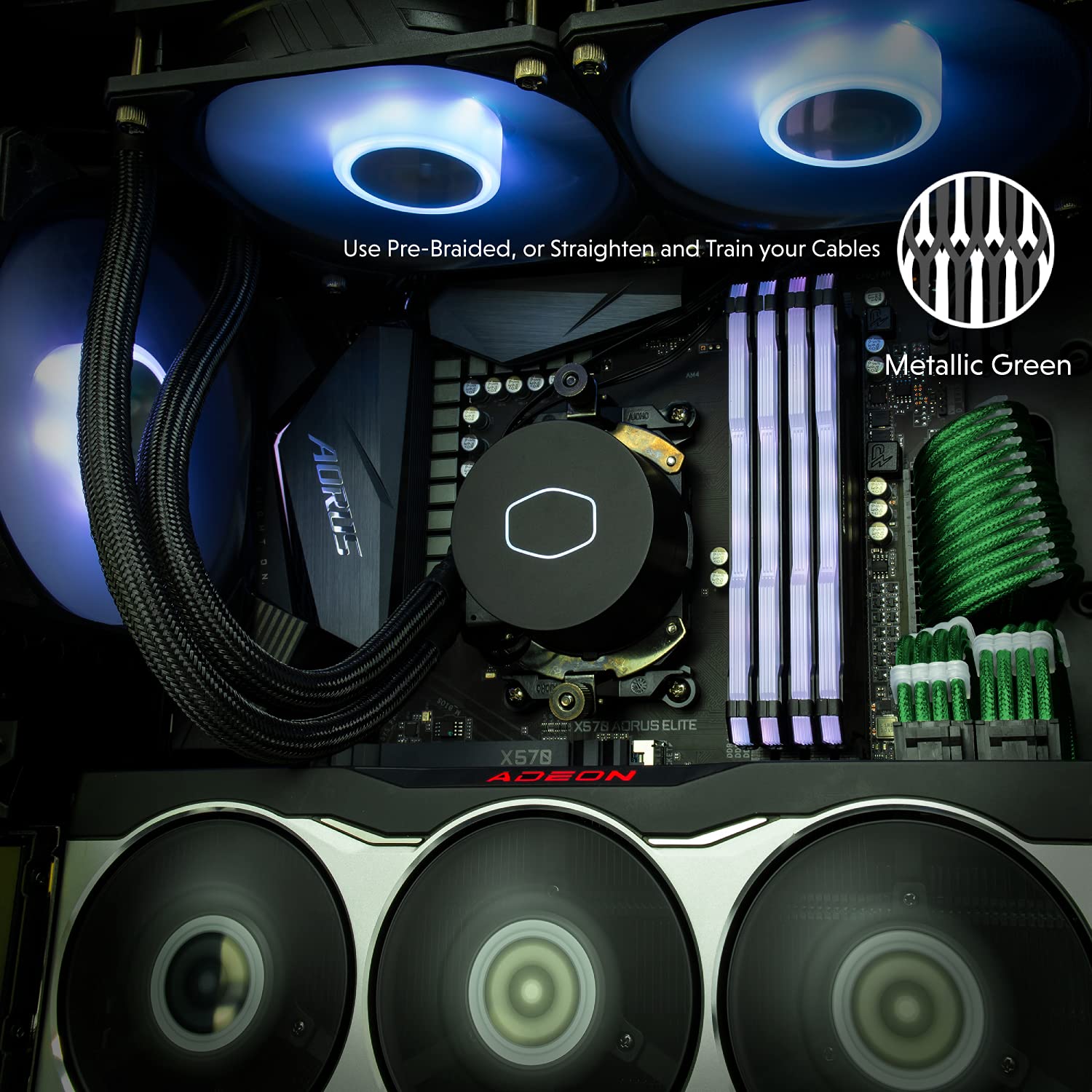 Linkup   50Cm Psu Pc Power Extension Cable Metallic Sleeved Silicone Coated Soft & Flexible To Route Custom Mod Gpu W/Comb?1X 8P