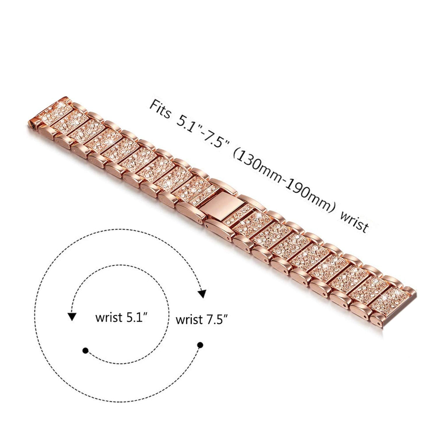 Abanen Watch Band For Fossil Women'S Gen 5E 42Mm / Women'S Gen 6, 18Mm Lightweight Alloy Metal Bling Crystal Quick Release Wrist